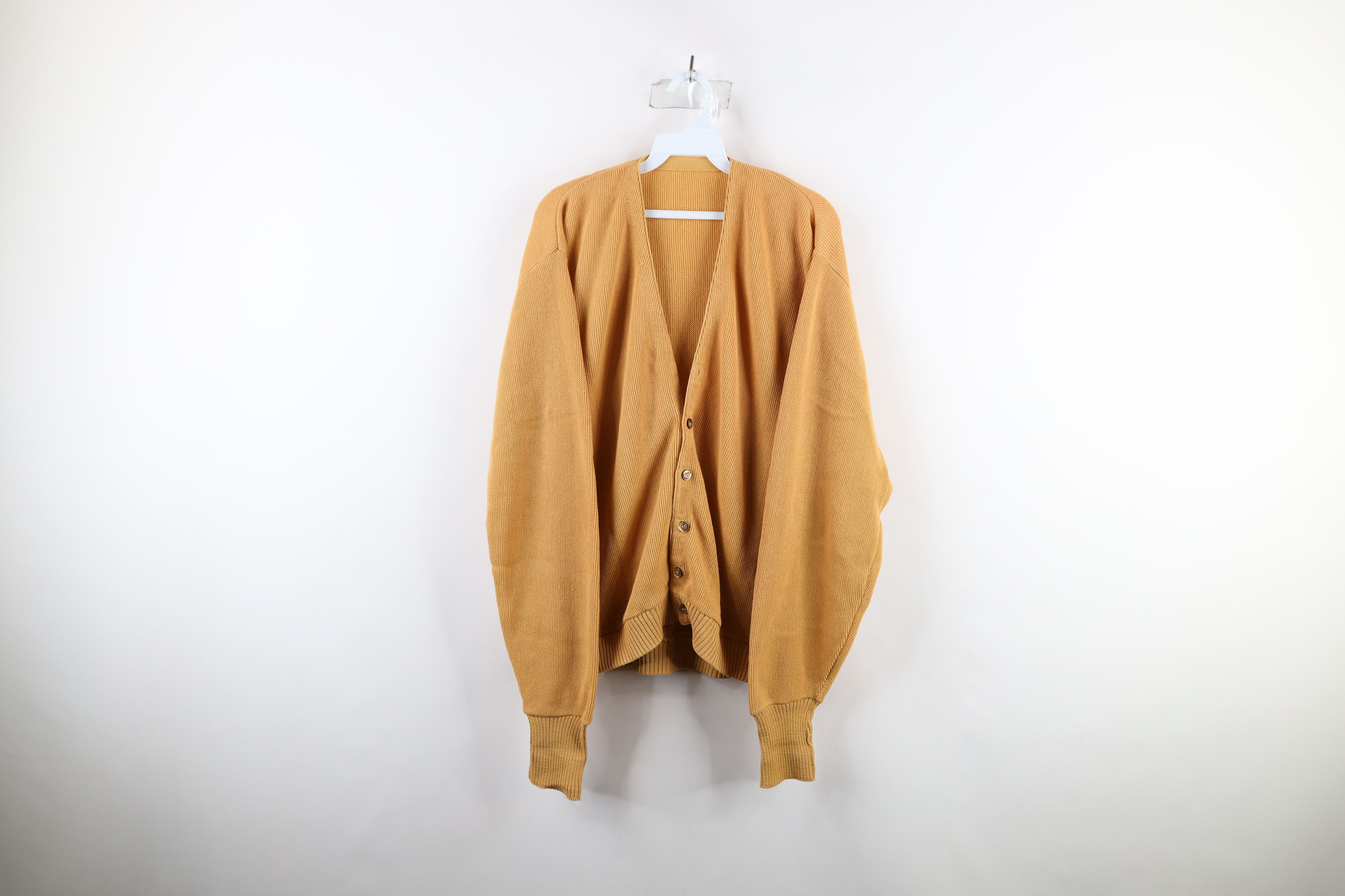 Image of Vintage 60S Streetwear Cobain Cardigan Sweater Golden Yellow, Men's (Size XL)