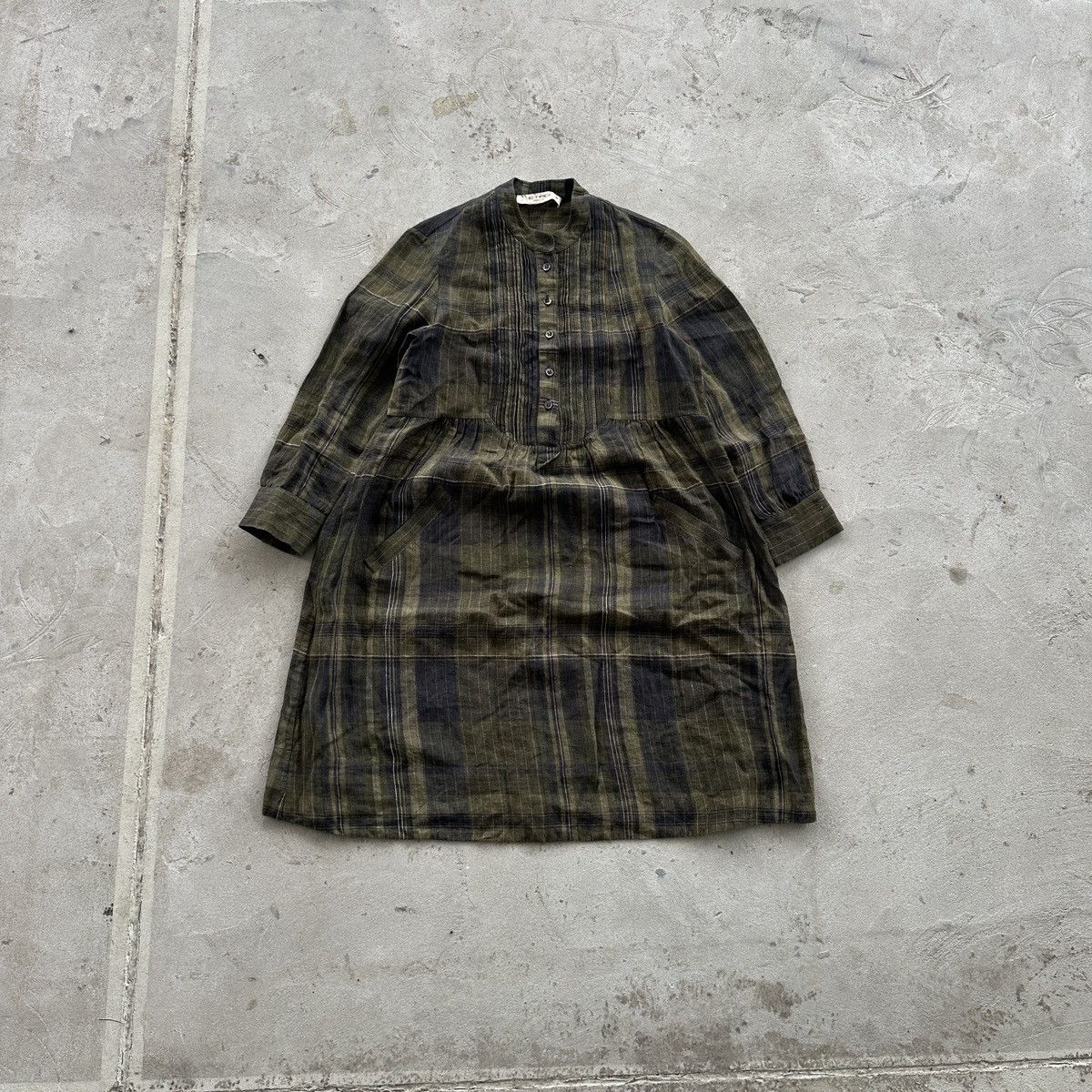 Etro Vintage Etro Tunic Midi Dress Linen Green Plaid Womens 38 Size M / US 6-8 / IT 42-44 - 1 Thumbnail