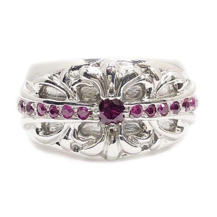 Chrome Hearts Chrome Hearts Ruby Floral Cross White Gold Ring Size 8 Grailed