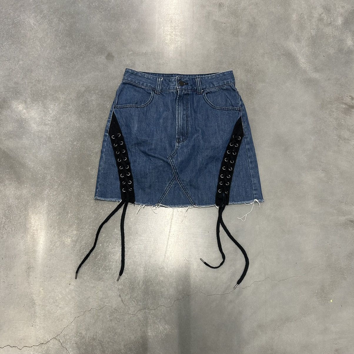 Other Women’s denim mini skirt with lace up sides Size 32" / US 10 / IT 46 - 1 Thumbnail