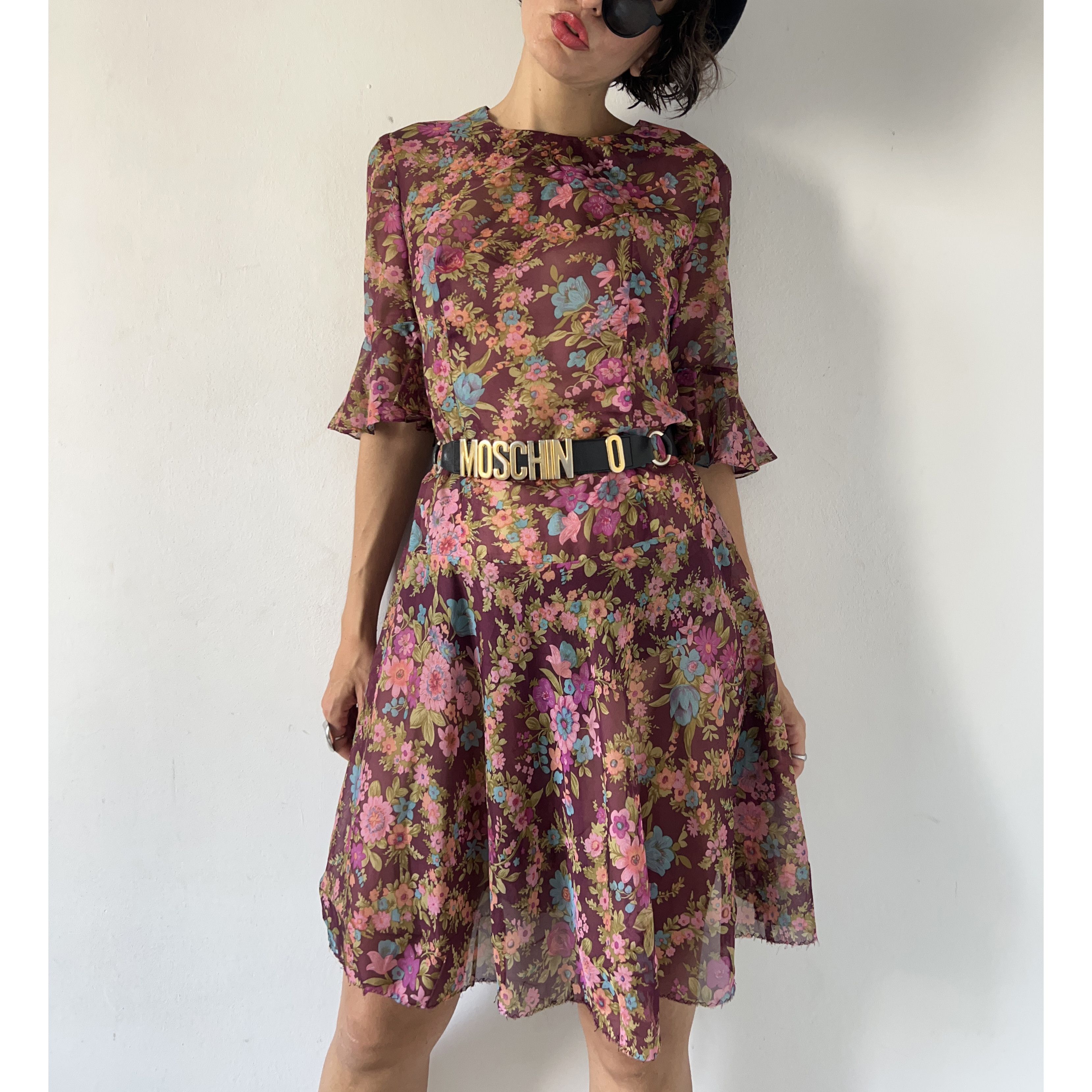 Vintage Vintage 70s floral semi sheer midi dress Size L / US 10 / IT 46 - 4 Thumbnail