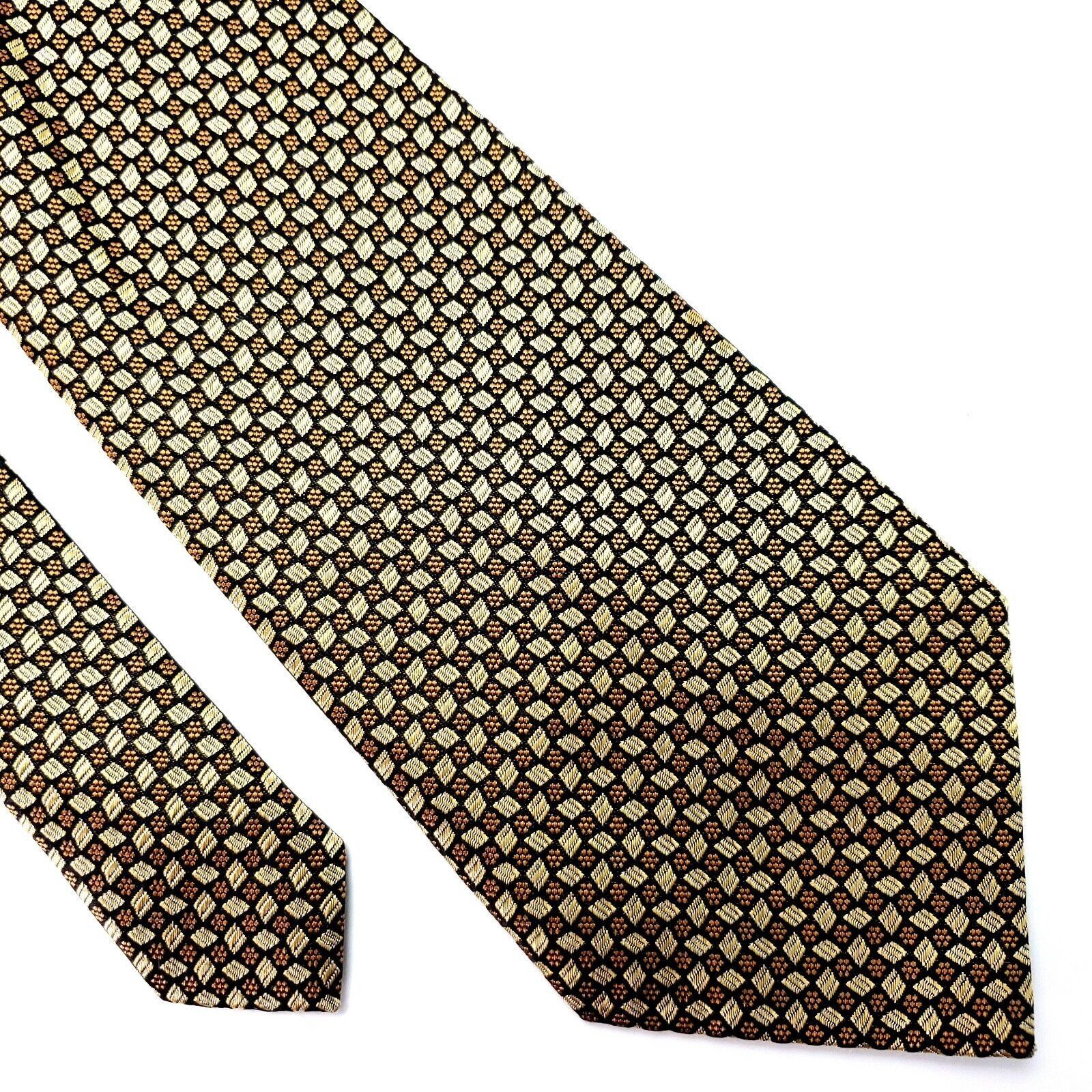 Kenneth Cole Kenneth Cole Silk Tie Yellow Woven Geometric Handmade Size ONE SIZE - 1 Thumbnail