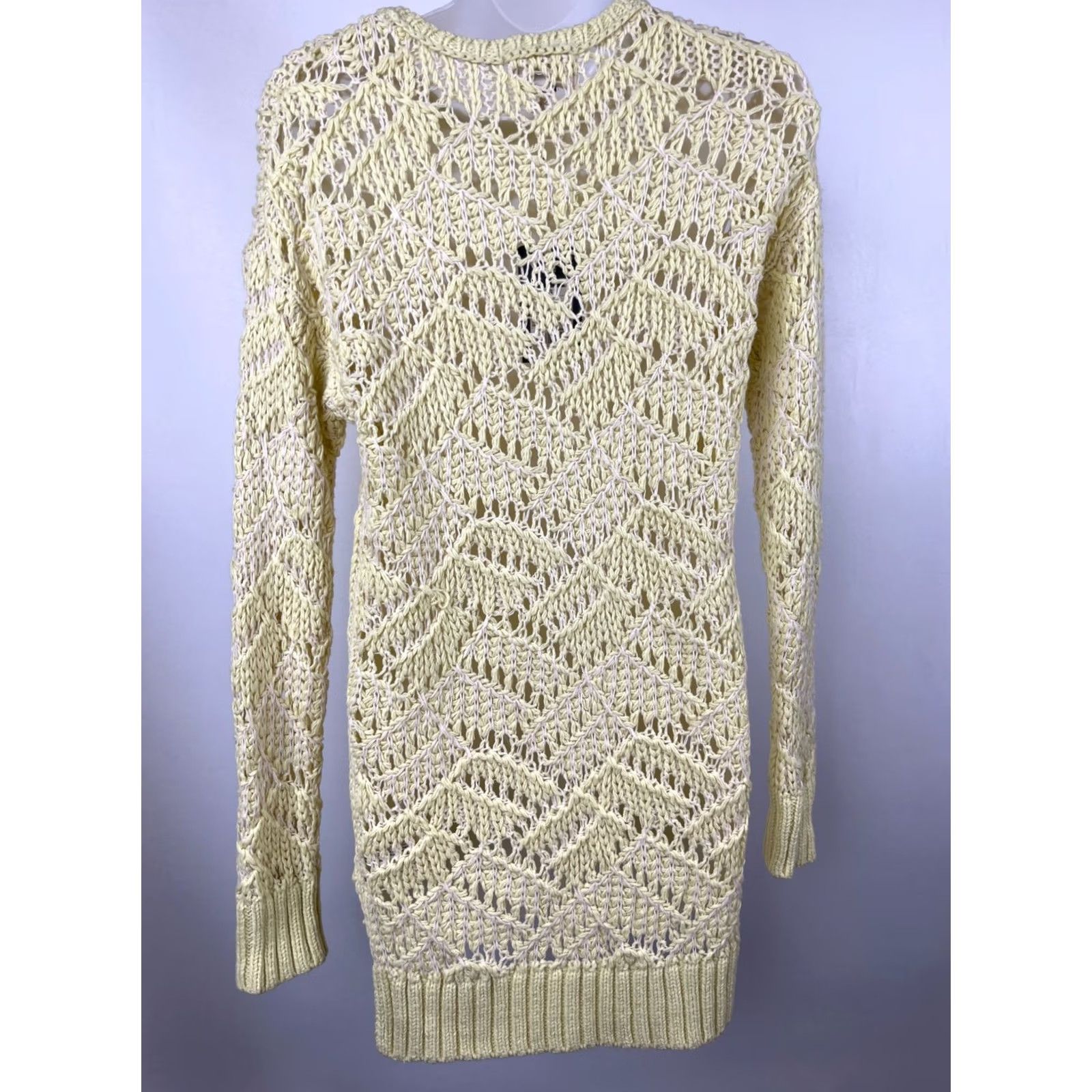 Vintage Universal Thread Sweater Womens Small Yellow Cotton Blend Open Knit Pullover Size S / US 4 / IT 40 - 4 Thumbnail