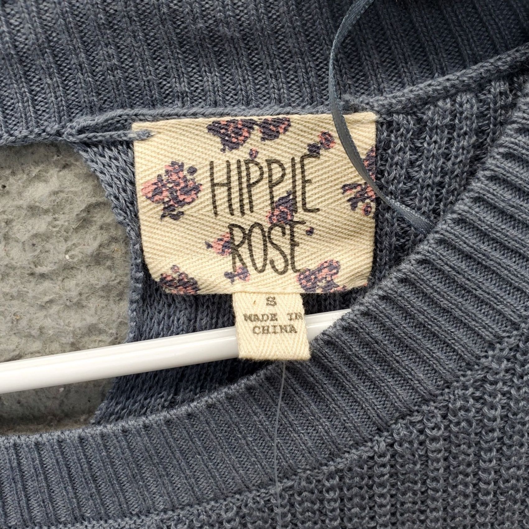 Vintage Hippie Rose Sweater Womens Size S Blue Chunky Knit Crew Neck Pullover Cof Knit 1S23593 Size S / US 4 / IT 40 - 5 Thumbnail