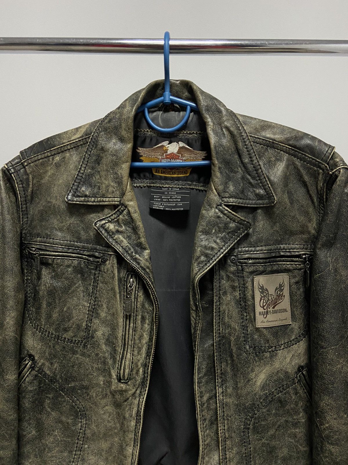Harley Davidson × Vintage Harley Davidson genuine leather jacket racing big logo Size XXL / US 16-18 / IT 52-54 - 3 Thumbnail