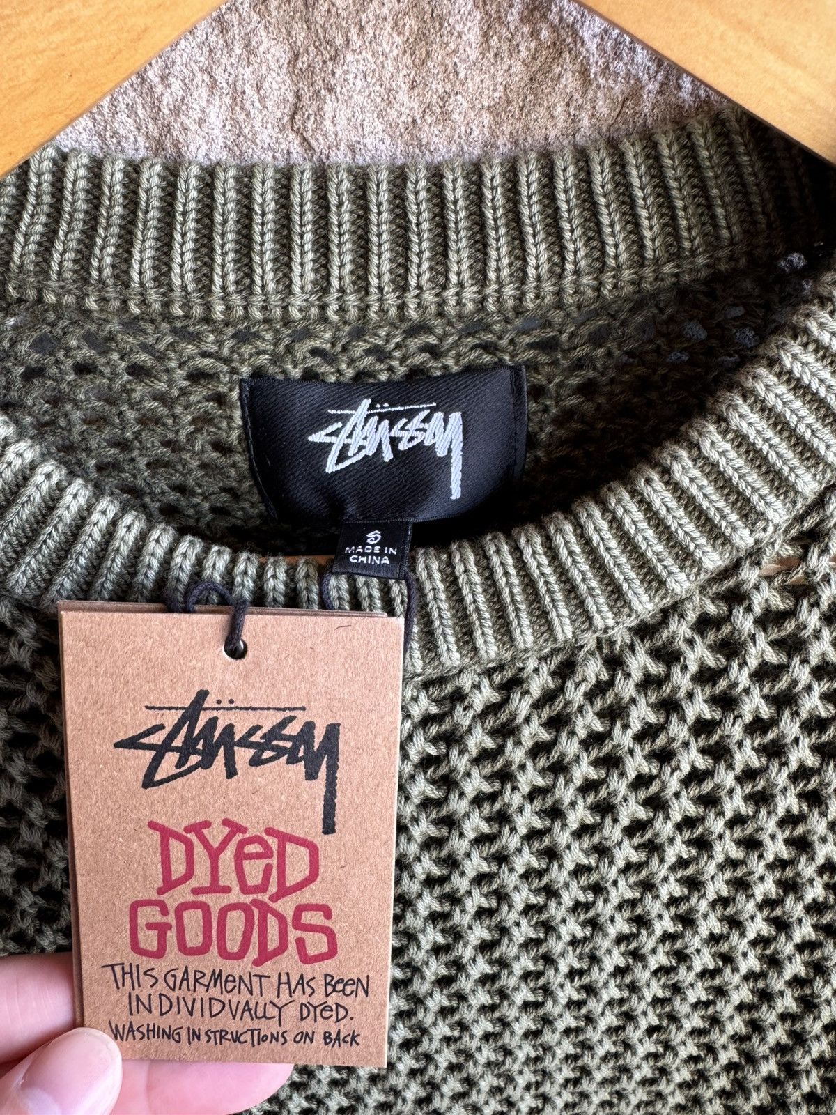 Stussy Stüssy Dyed Goods Loose Gauge Knit Sweater – Olive Green Size US S / EU 44-46 / 1 - 4 Thumbnail
