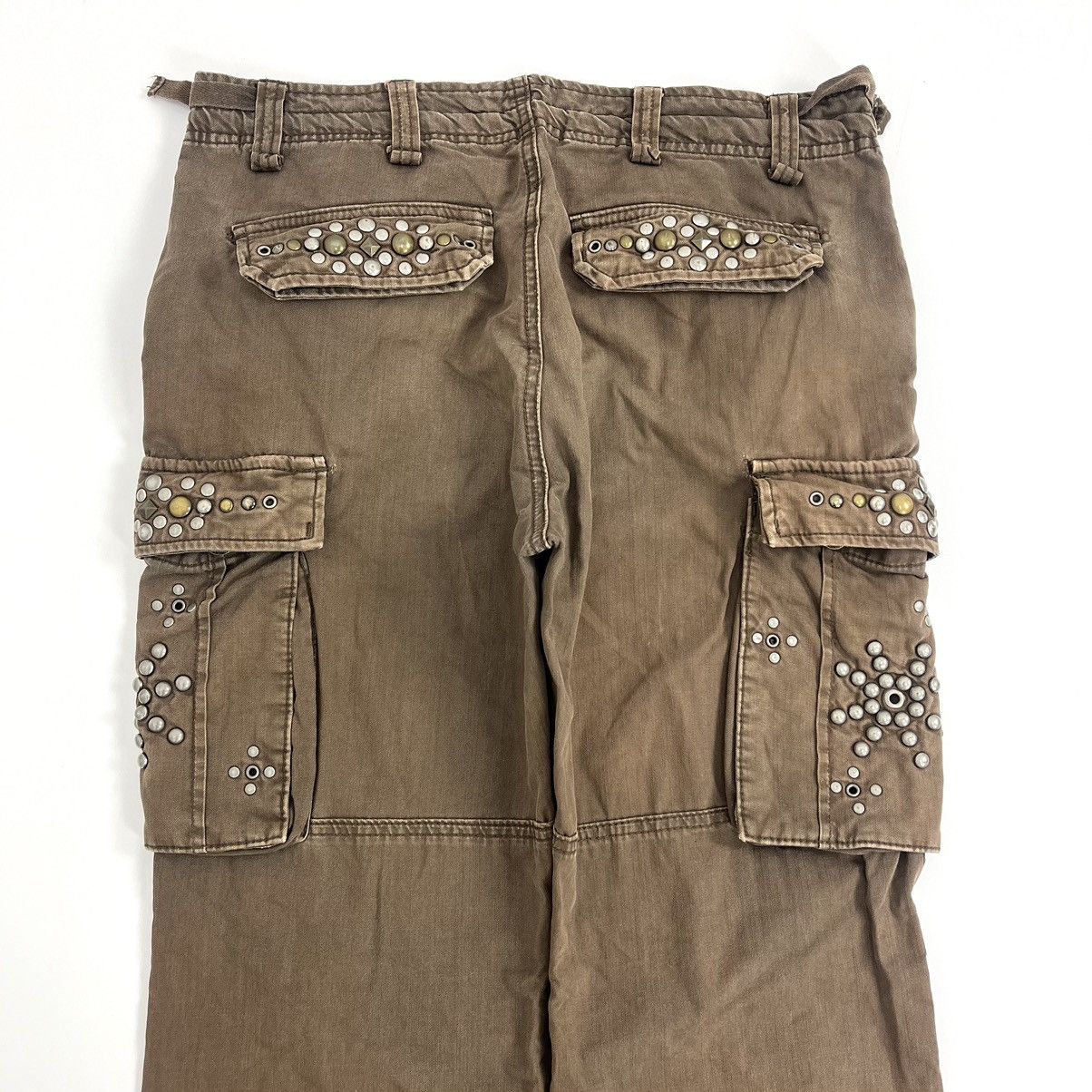 If Six Was Nine 2000s Crazy Bondage Studded Cargo Pants Lgb Goa Punks Style Size US 33 - 18 Thumbnail
