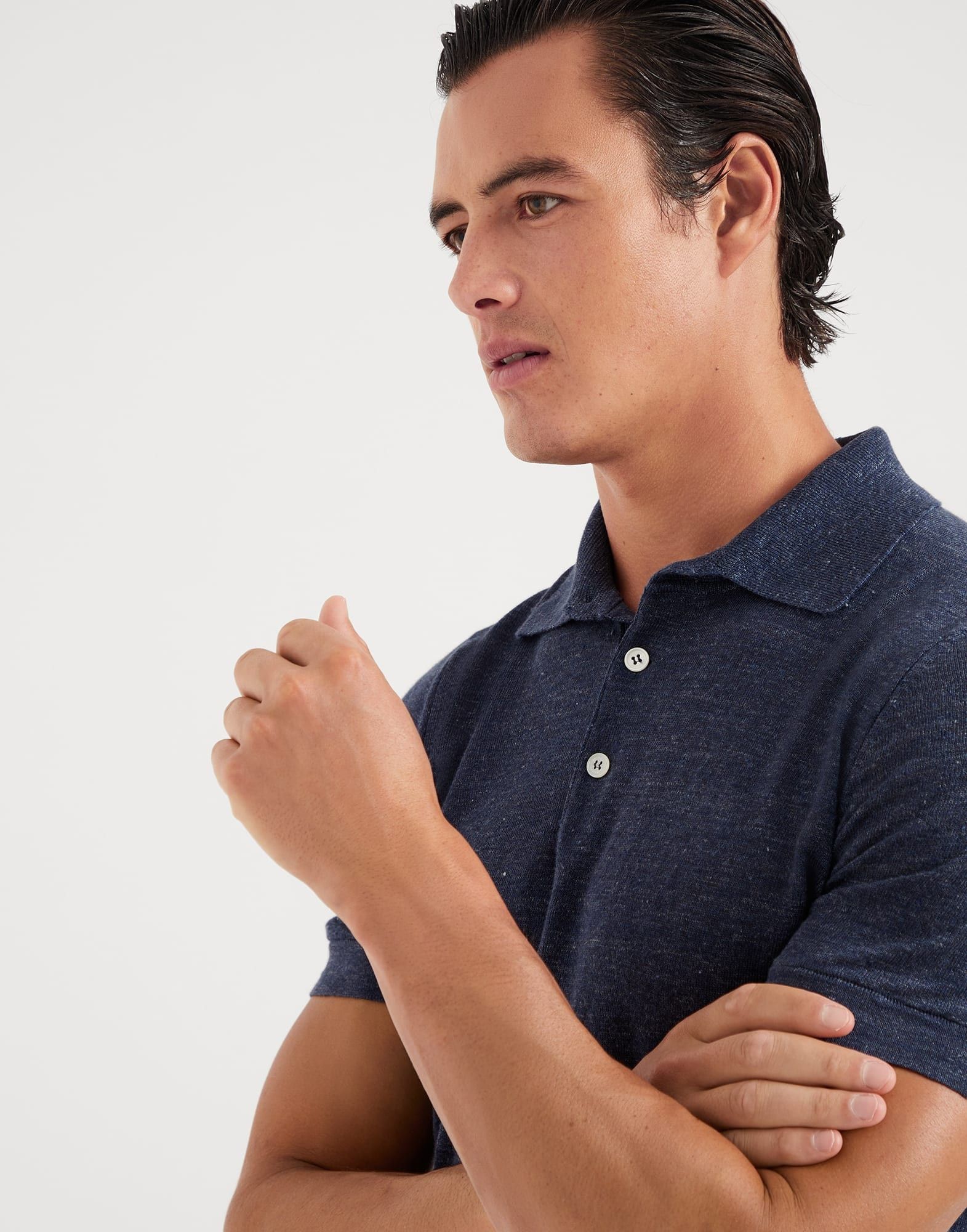 Brunello Cucinelli Polo Sweater in Dark Blue Size US L / EU 52-54 / 3 - 3 Thumbnail