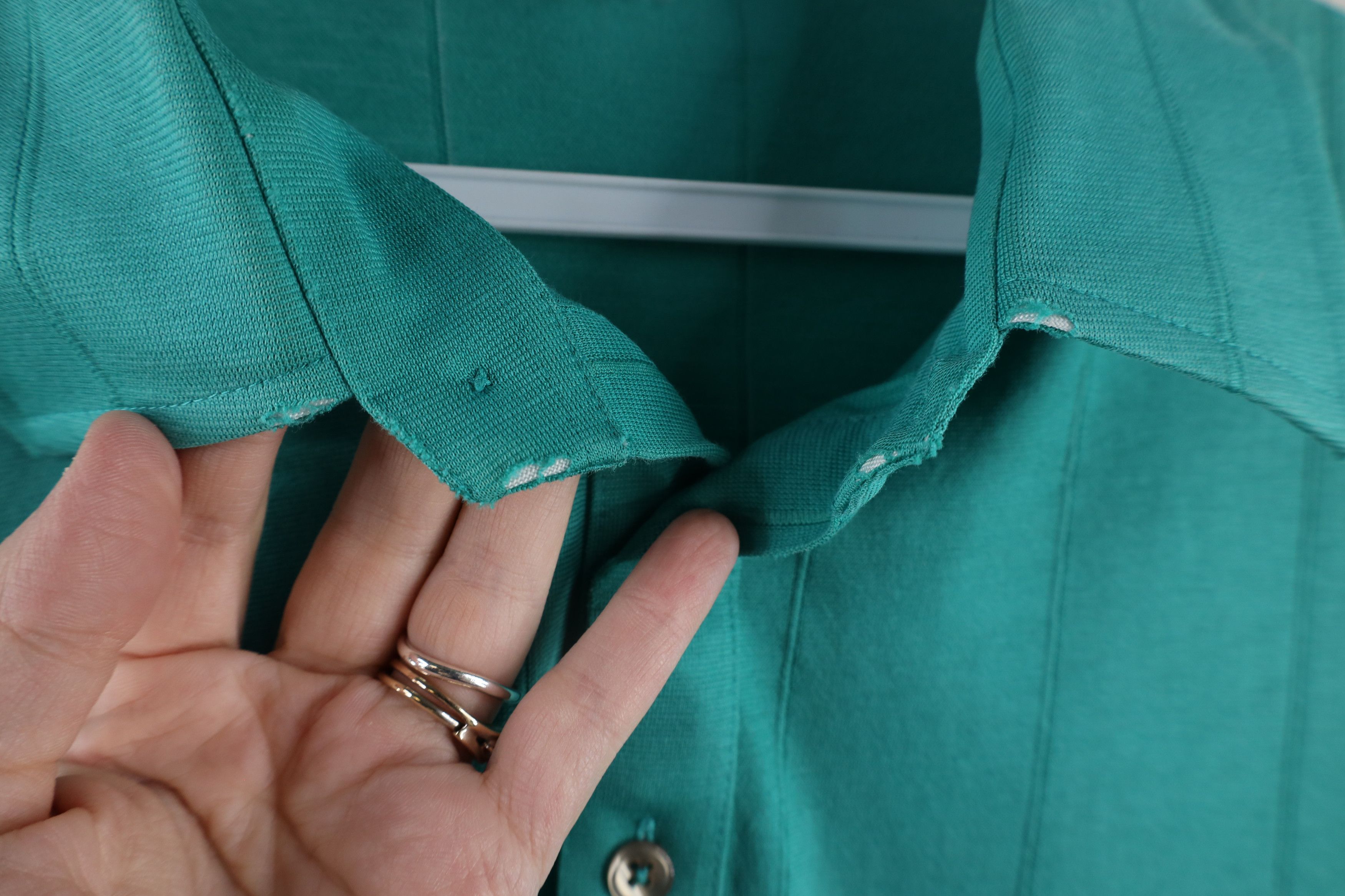 Vintage Vintage 90s Streetwear Striped Knit Collared Polo Shirt Teal Size US L / EU 52-54 / 3 - 5 Thumbnail