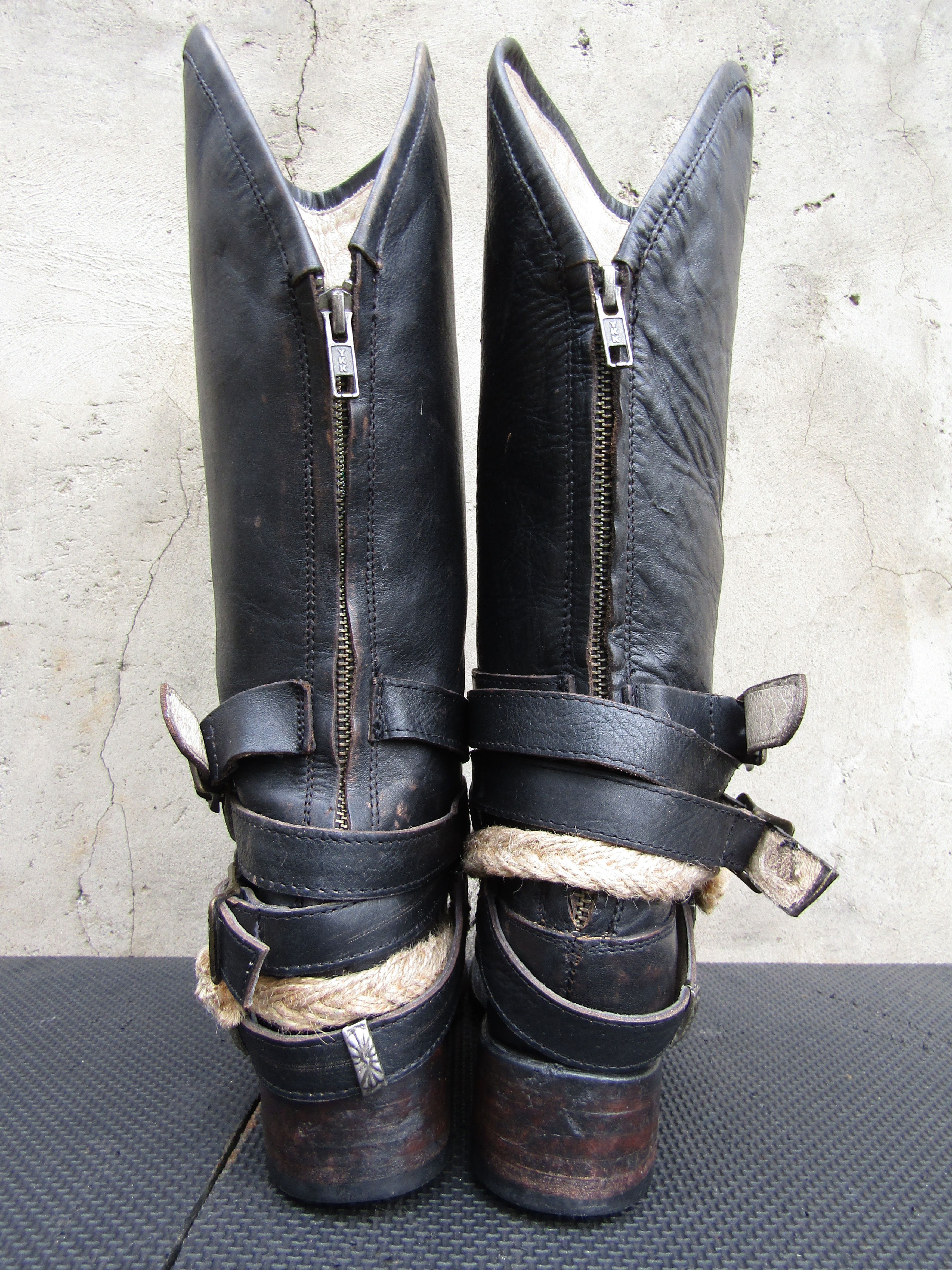 FREEBIRD Freebird By Steven Drove Distressed Black Leather Harness Size US 7 / IT 37 - 7 Thumbnail