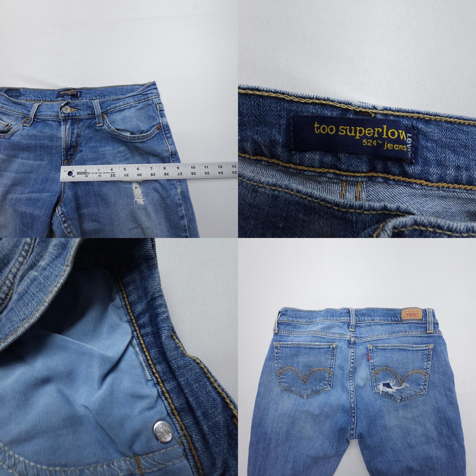 Levi's VINTAGE Levi’s 524 Too Superlow Bootcut Jeans Size 31 x 30 Measured Low Rise Y2K 2000s Levi's 500 Series Bootscut? Size 24" / US 00 / IT 34 - 8 Thumbnail