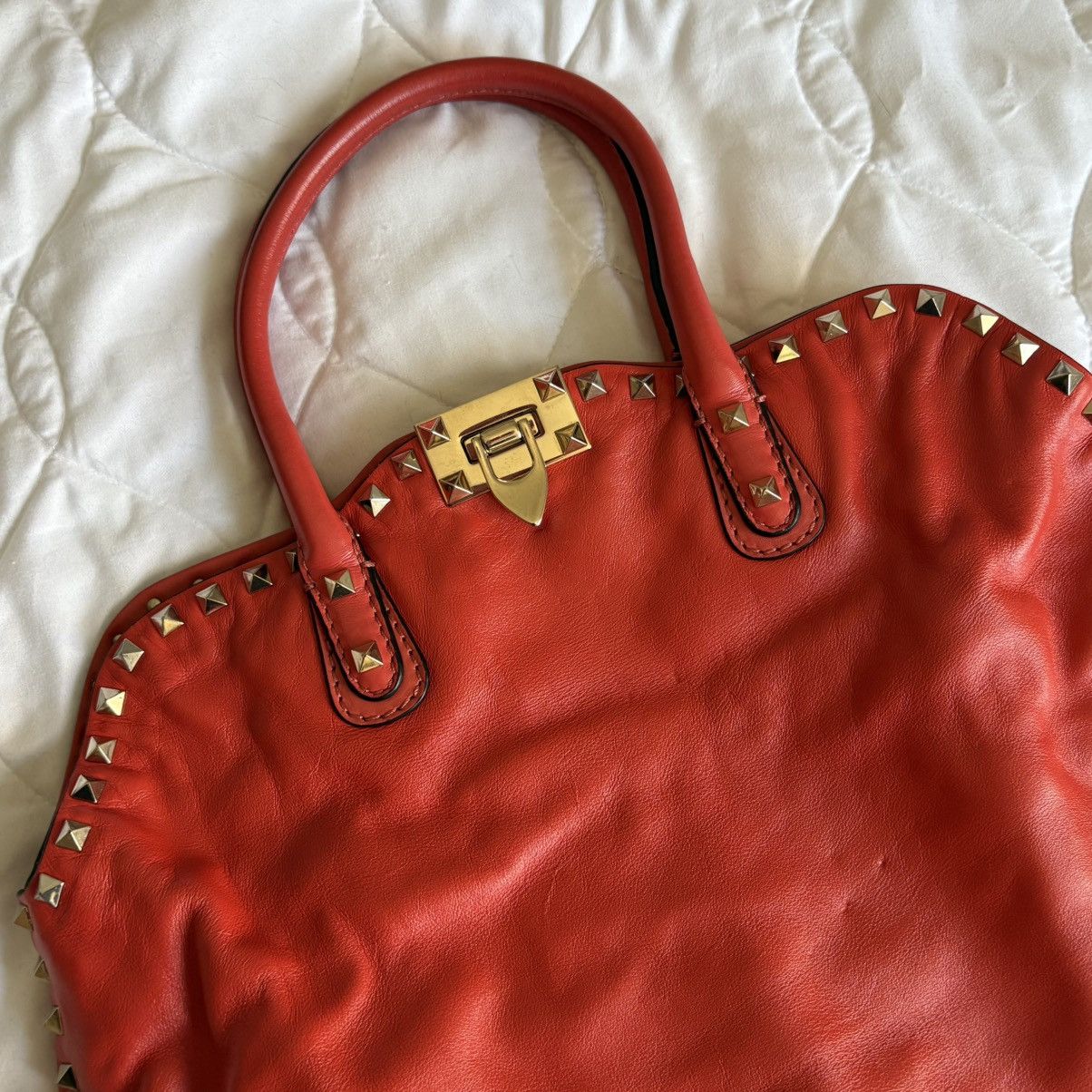 Valentino Valentino Rockstud Coral Red Top Handle and Crossbody Bag Size ONE SIZE - 5 Thumbnail