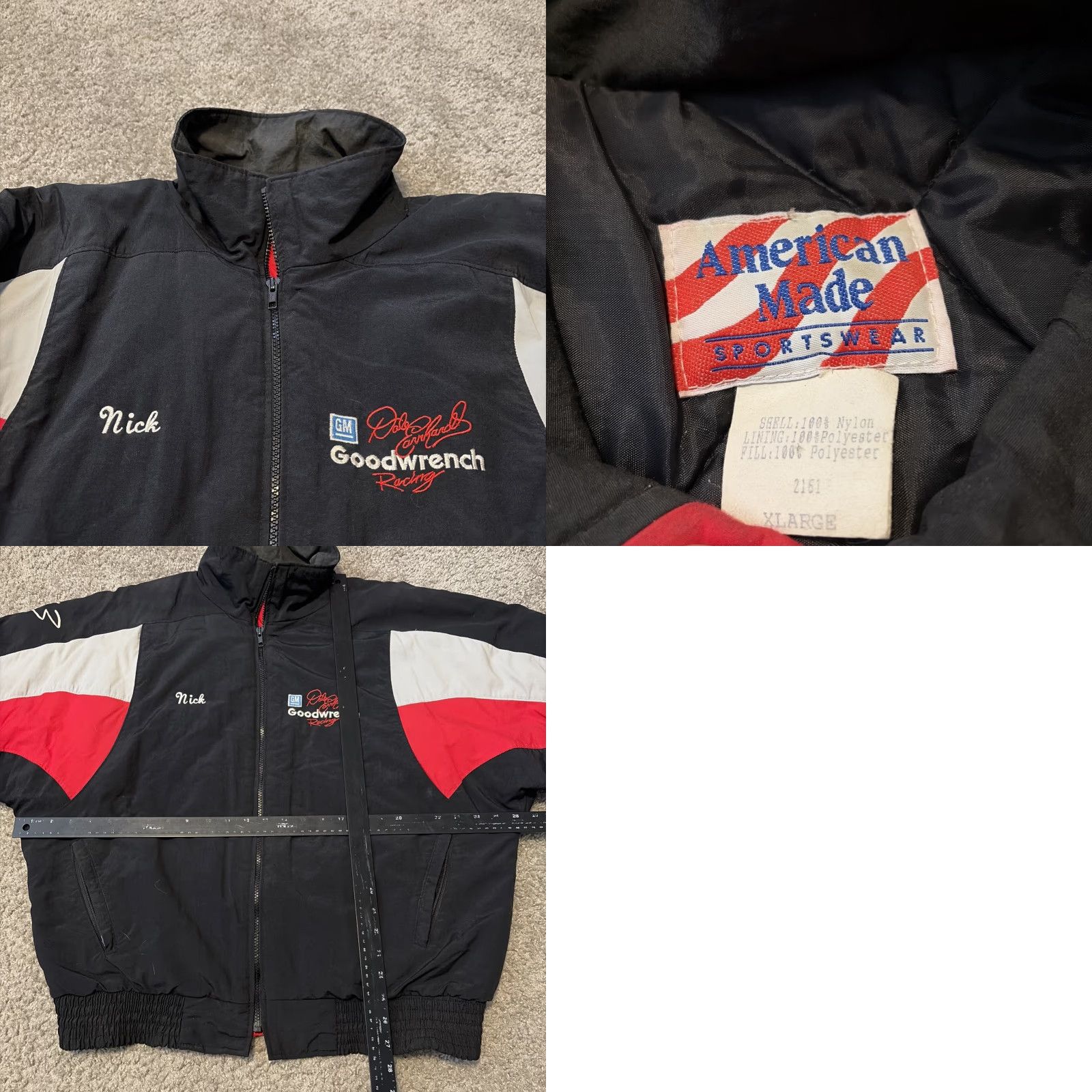 NASCAR VINTAGE Dale Earnhardt NASCAR Racing Puffer Full Zip Jacket XL Adult Black Mens Womens Unisex Fashion Size US XL / EU 56 / 4 - 8 Thumbnail