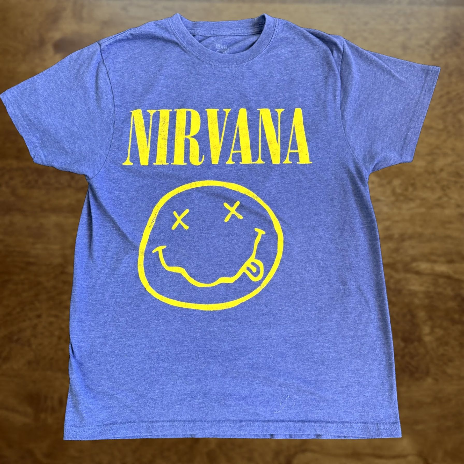 Vintage Nirvana Shirt Medium Blue Smiley Face Graphic Band Tee Cotton Blend Mens Size US M / EU 48-50 / 2 - 1 Thumbnail