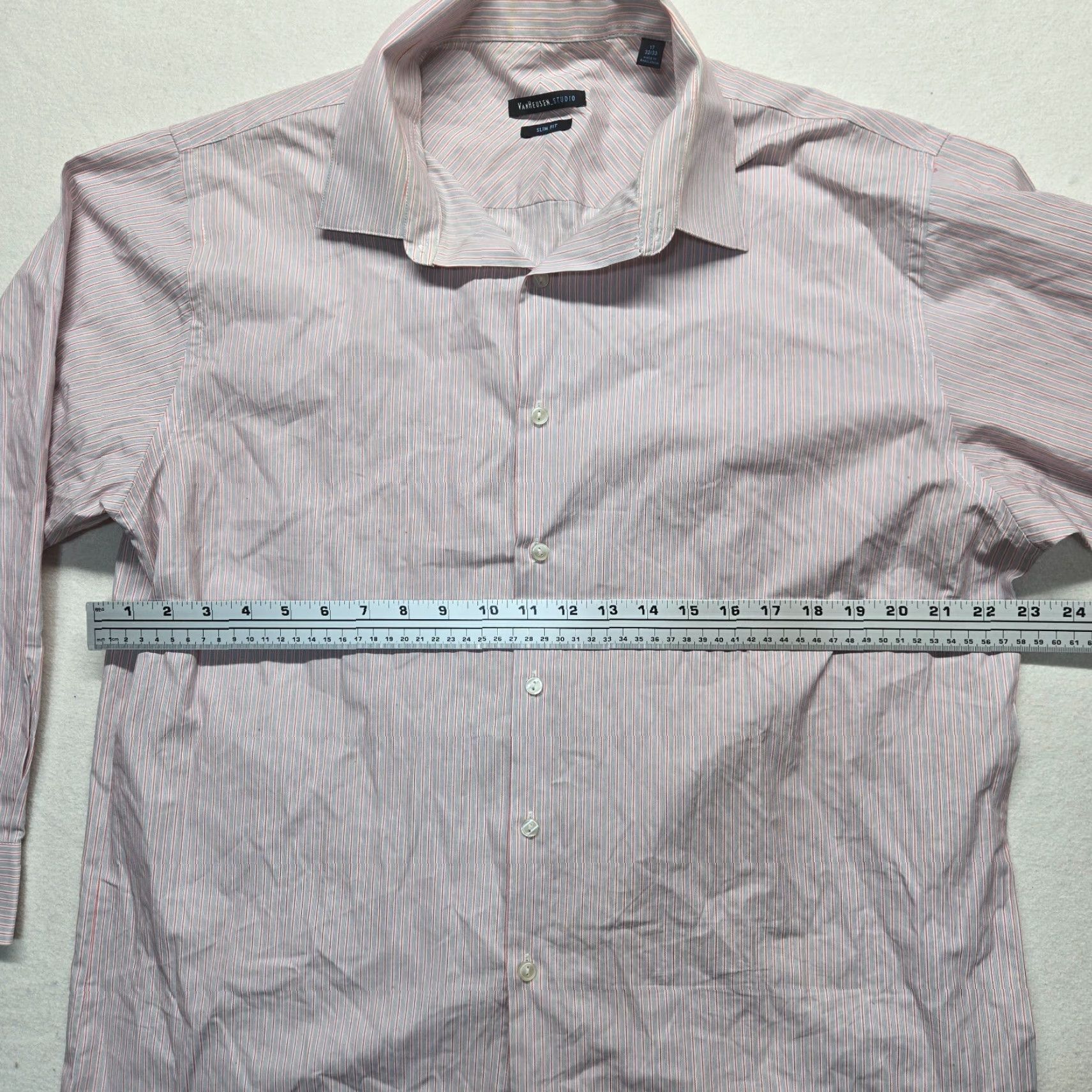 Van Heusen Van Heusen Studio Gray White Striped Slim Fit Button Up Shirt Adult Men 17 32/33 Size US XL / EU 56 / 4 - 4 Thumbnail