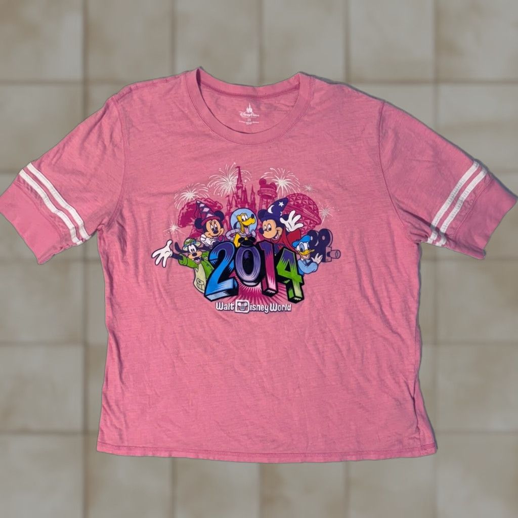 Disney Walt Disney World Tshirt 2XL Pink Mickey & Minnie Mouse 2014 Size XXL / US 16-18 / IT 52-54 - 1 Thumbnail