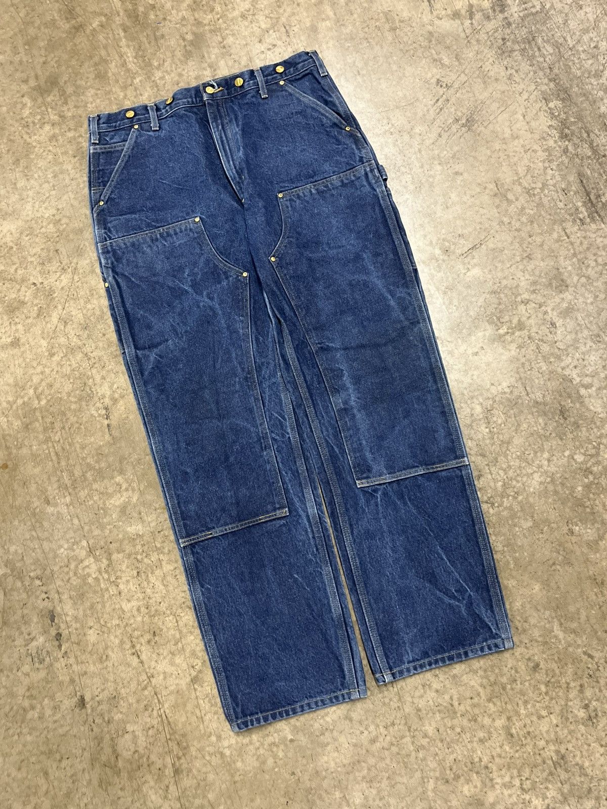 Carhartt Carhartt double knees denim pair rare streetwear hype baggy Size US 36 / EU 52 - 2 Thumbnail