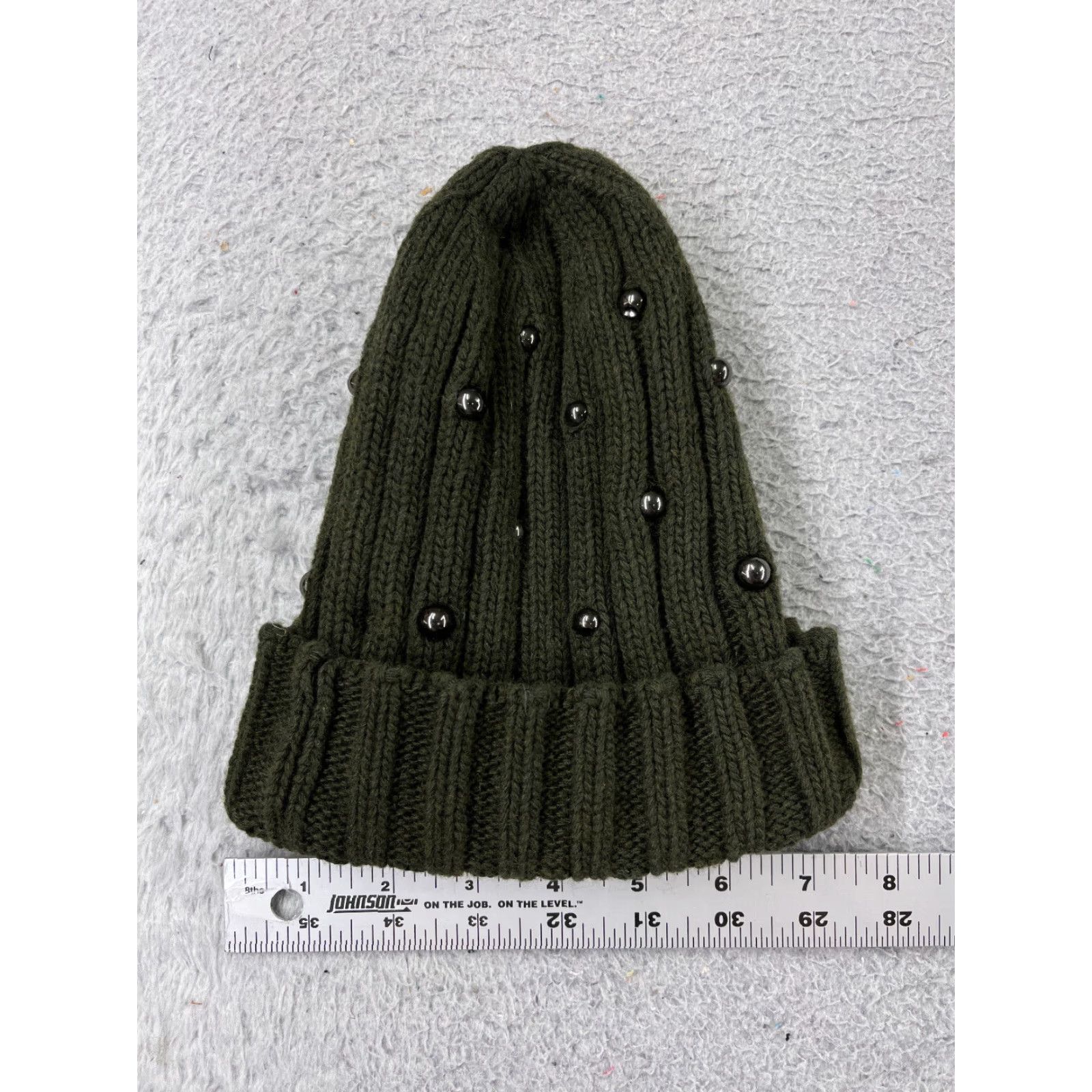 Banana Republic VINTAGE Banana Republic Beanie Knit Hat Womens One Size Green Beaded Ski Outdoor 90s Mens Womens Boys Girls Size ONE SIZE - 3 Thumbnail