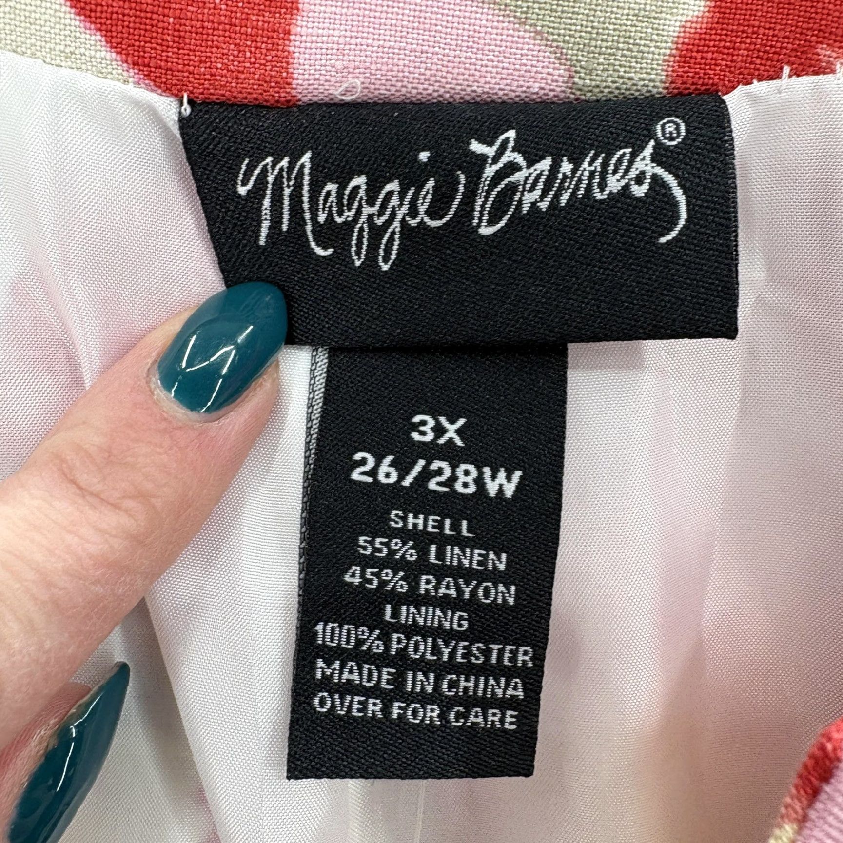 Vintage Maggie Barnes Jacket 3X Womens Multi Floral Linen Blend Open Front Collarless Size XXL / US 16-18 / IT 52-54 - 4 Thumbnail