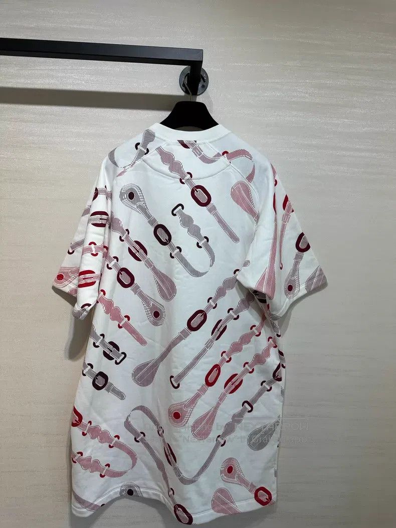 Hermes Hermes Short Sleeve T-Shirt Dress with Round Neck Knit Cot Size XS / US 0-2 / IT 36-38 - 4 Thumbnail