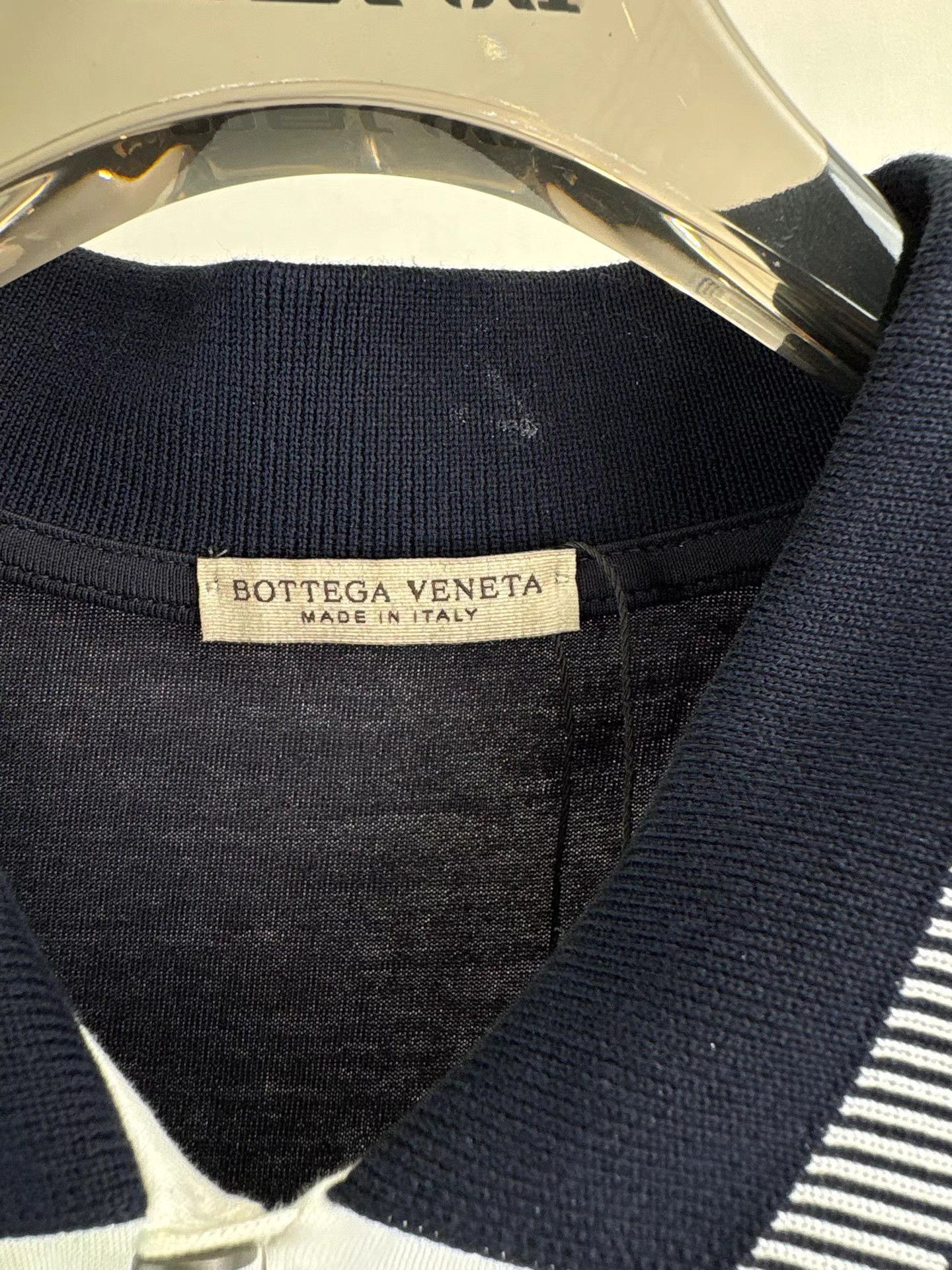 Bottega Veneta Bottega Veneta Navy Spliced Polo Short Sleeve K1 Size US L / EU 52-54 / 3 - 3 Thumbnail
