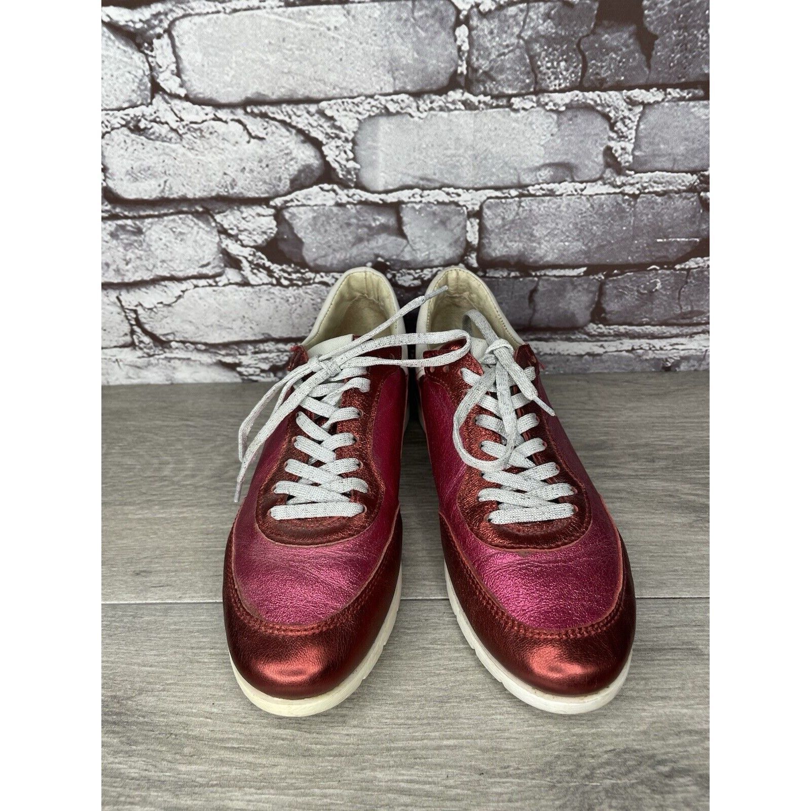 Other MJUS Pink Metallic Leather Comfort Casual Lace Up Sneakers W Size US 6.5 / IT 36.5 - 9 Thumbnail