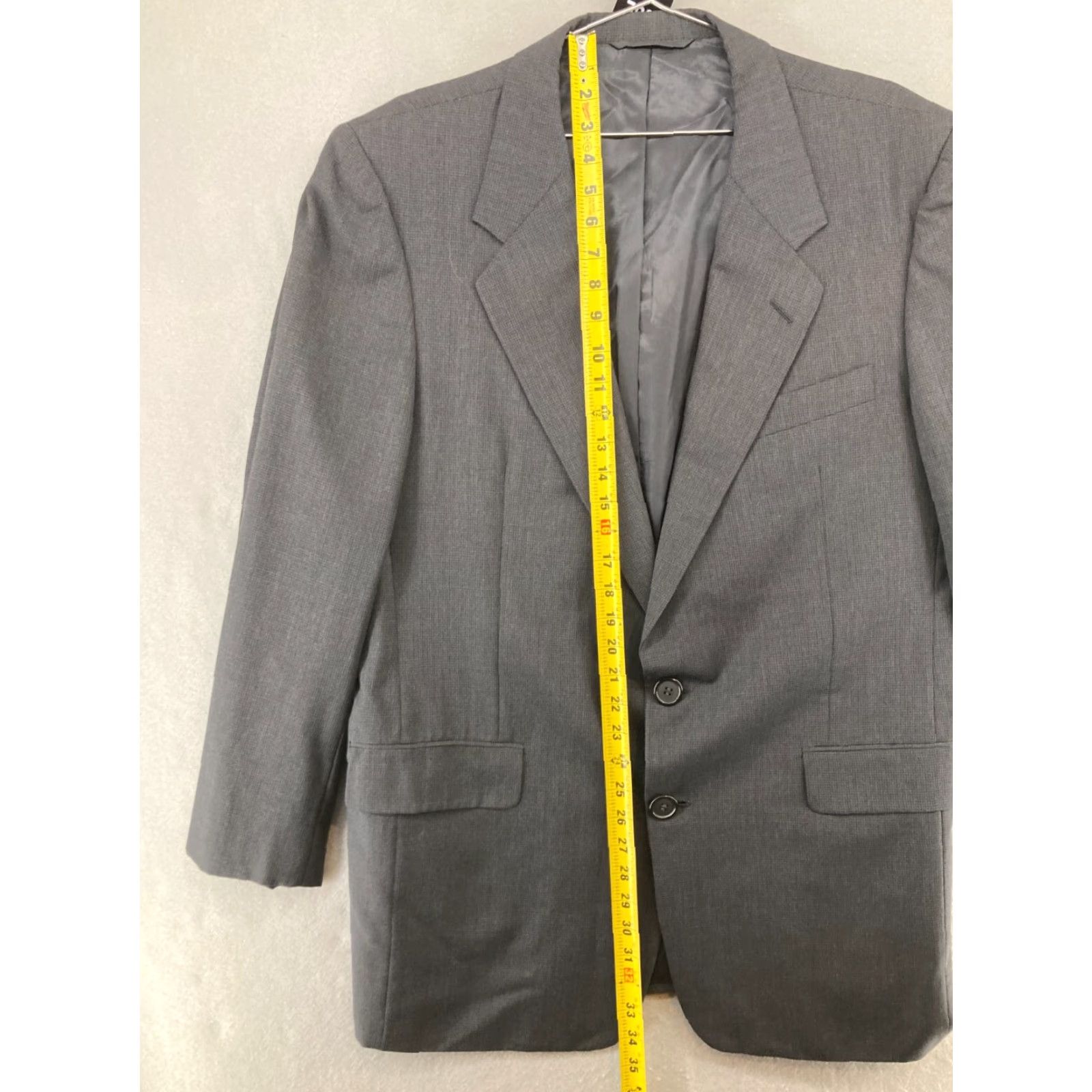 Avenue Hickey Freeman Suit Jacket Mens Gray Wool Check 44 Long Size 44R - 3 Thumbnail