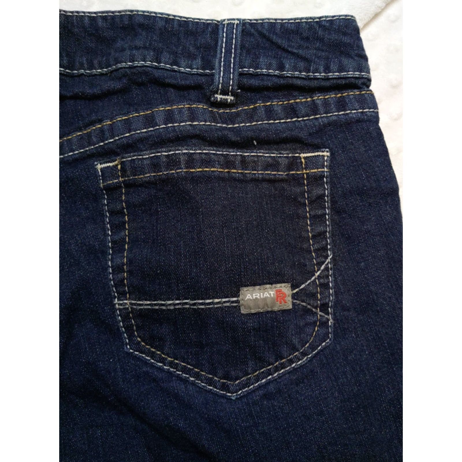 Ariat Ariat FR Jeans Mens 34 Jeans Mid Rise Bootcut Denim Blue Flame-Resistant 5-Pocket Logo Zipper Button USA Cowboy Cat Mens Size US 34 / EU 50 - 7 Thumbnail