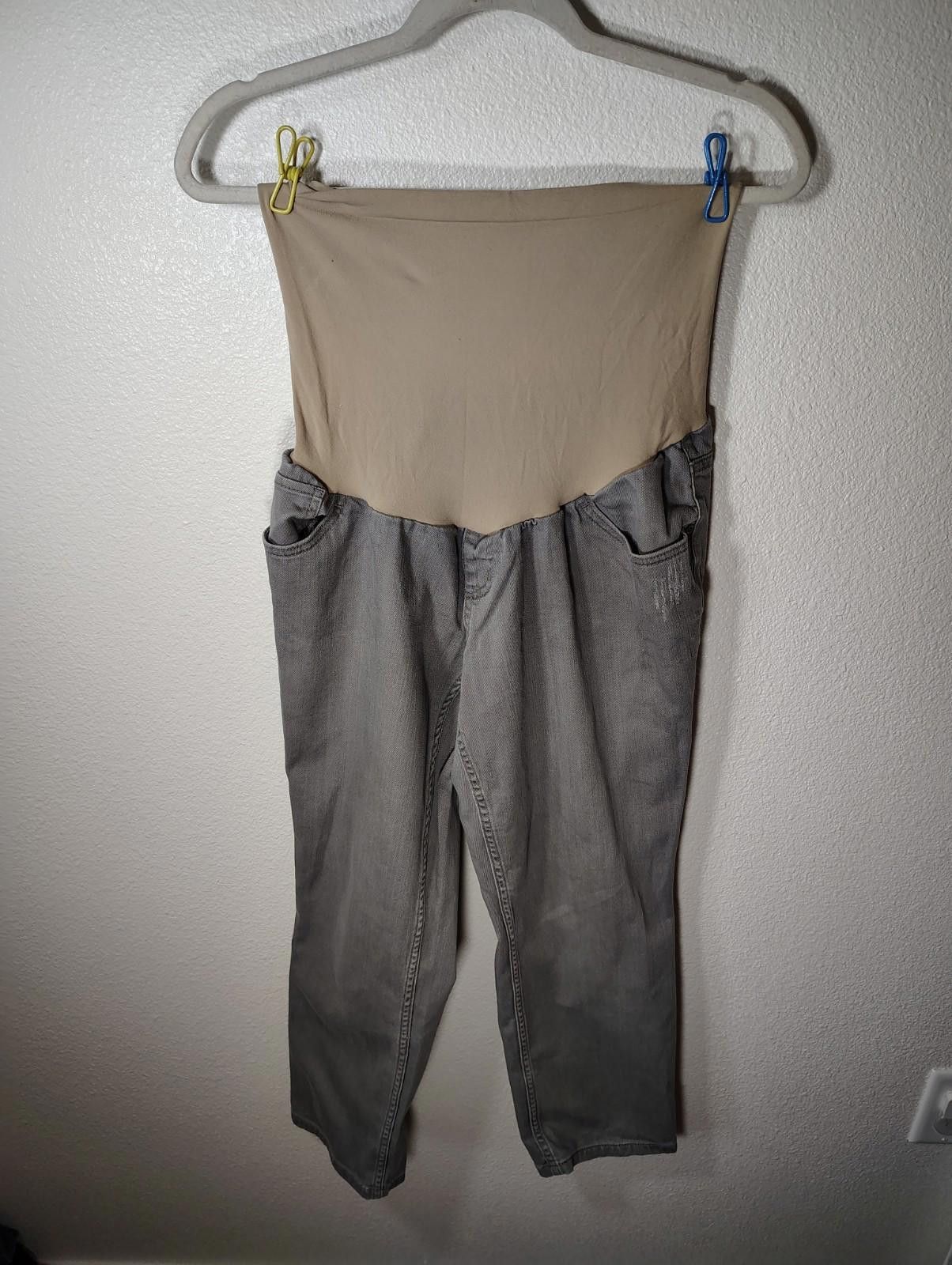 Designer Motherhood Maternity Full Panel Stretch Gray Grey Pants Jean Size 36" / US 14 / IT 50 - 2 Thumbnail