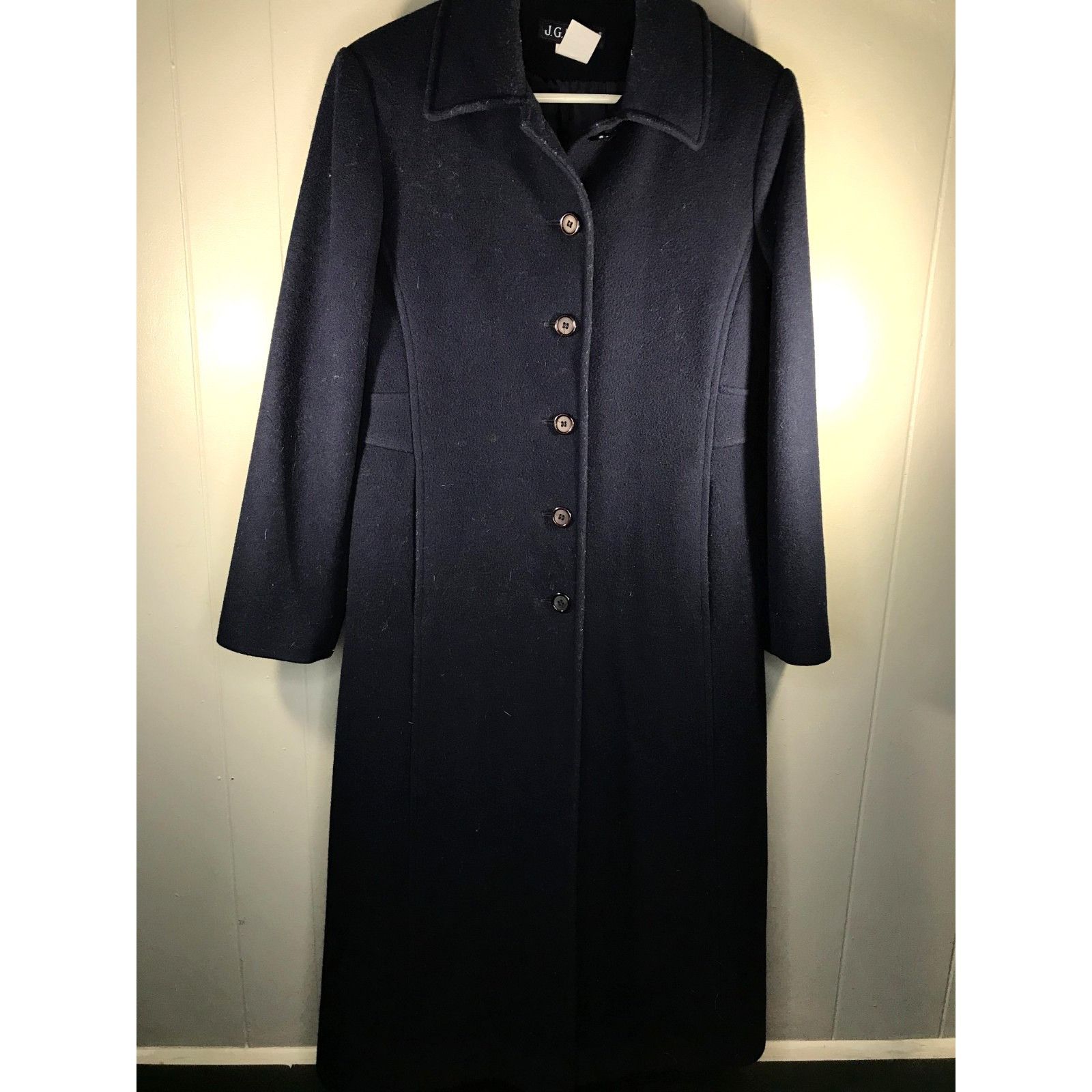Other JG Hook Vintage 100% Wool Navy Blue Collared Trench Coat Wom Size M / US 6-8 / IT 42-44 - 1 Thumbnail