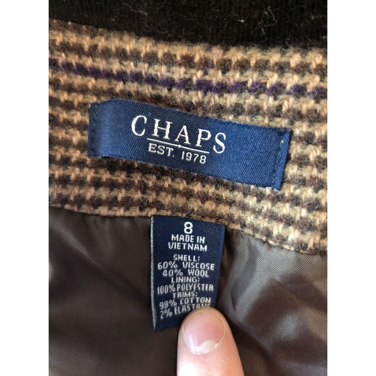 Chaps Chaps Womens Brown Plaid Wool Blazer Jacket Size 8 Velvet Collar Size M / US 6-8 / IT 42-44 - 8 Thumbnail
