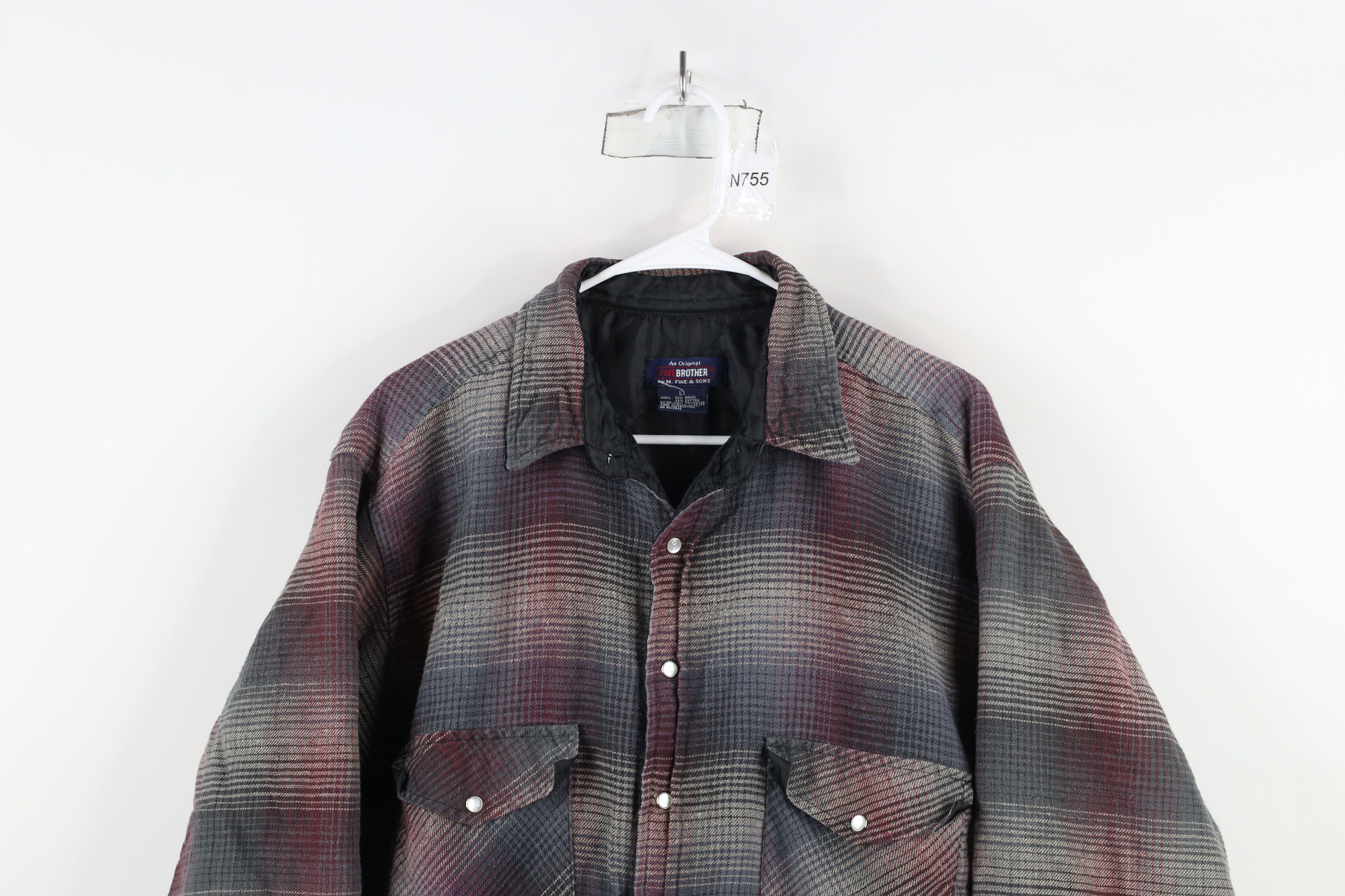 FiveBrother × Vintage Vintage 90s Five Brother Quilted Flannel Shirt Jacket Jac Size US L / EU 52-54 / 3 - 2 Thumbnail