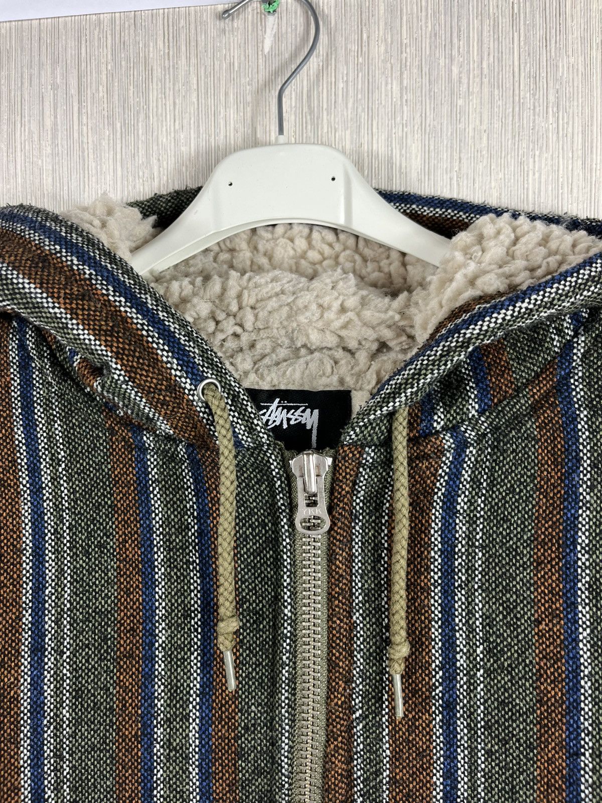 Stussy × Vintage Vintage Stussy wool work jacket striped insulated sherpa Size US M / EU 48-50 / 2 - 10 Thumbnail