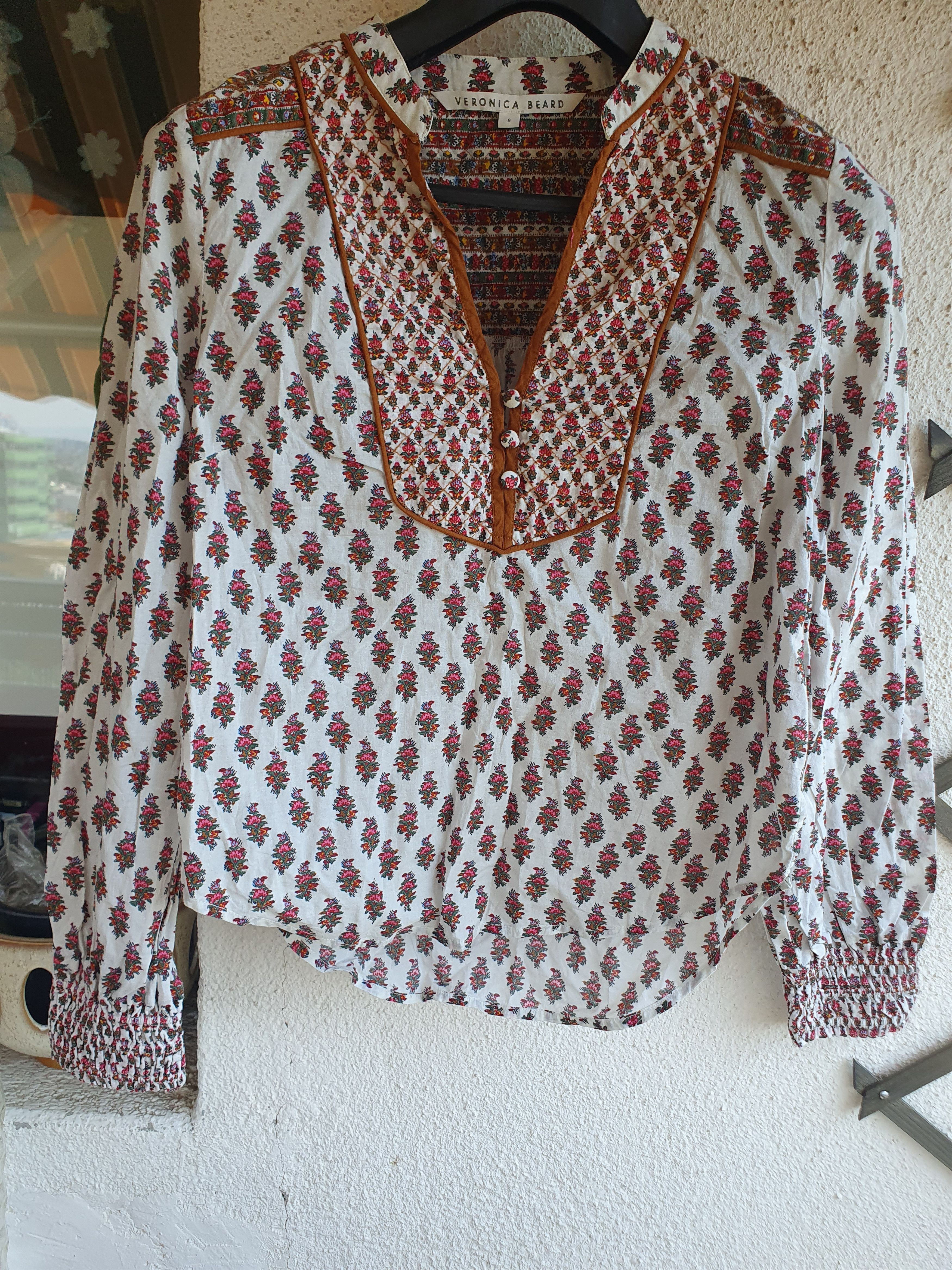 Veronica Beard Veronica Beard Alivia Floral Print Cotton Poplin Blouse Size M / US 6-8 / IT 42-44 - 7 Thumbnail