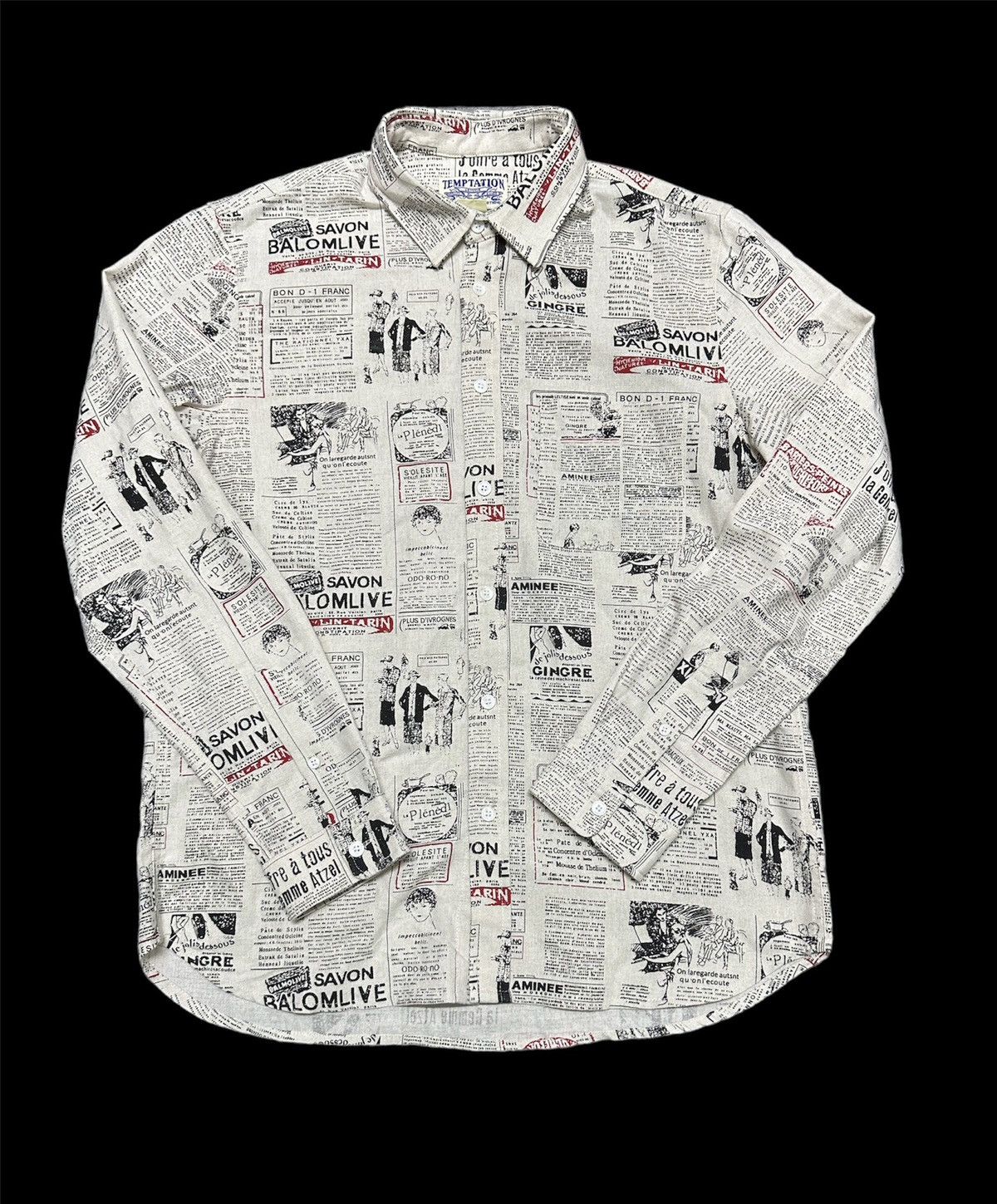 Vintage Temptation long sleeve shirt overprint newspaper Size US M / EU 48-50 / 2 - 1 Thumbnail