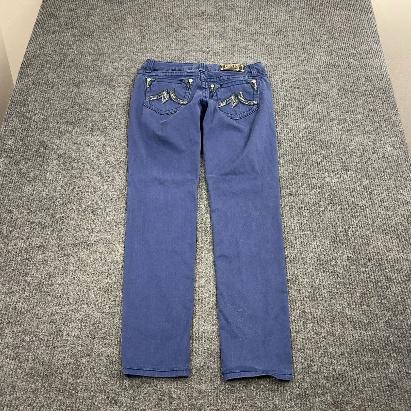 Miss Me Miss Me Jeans Womens 30 Cobalt Blue Embellished Pockets 5-Pocket Design Skinny Jeans Rock Western Womens Size 30" / US 8 / IT 44 - 3 Thumbnail