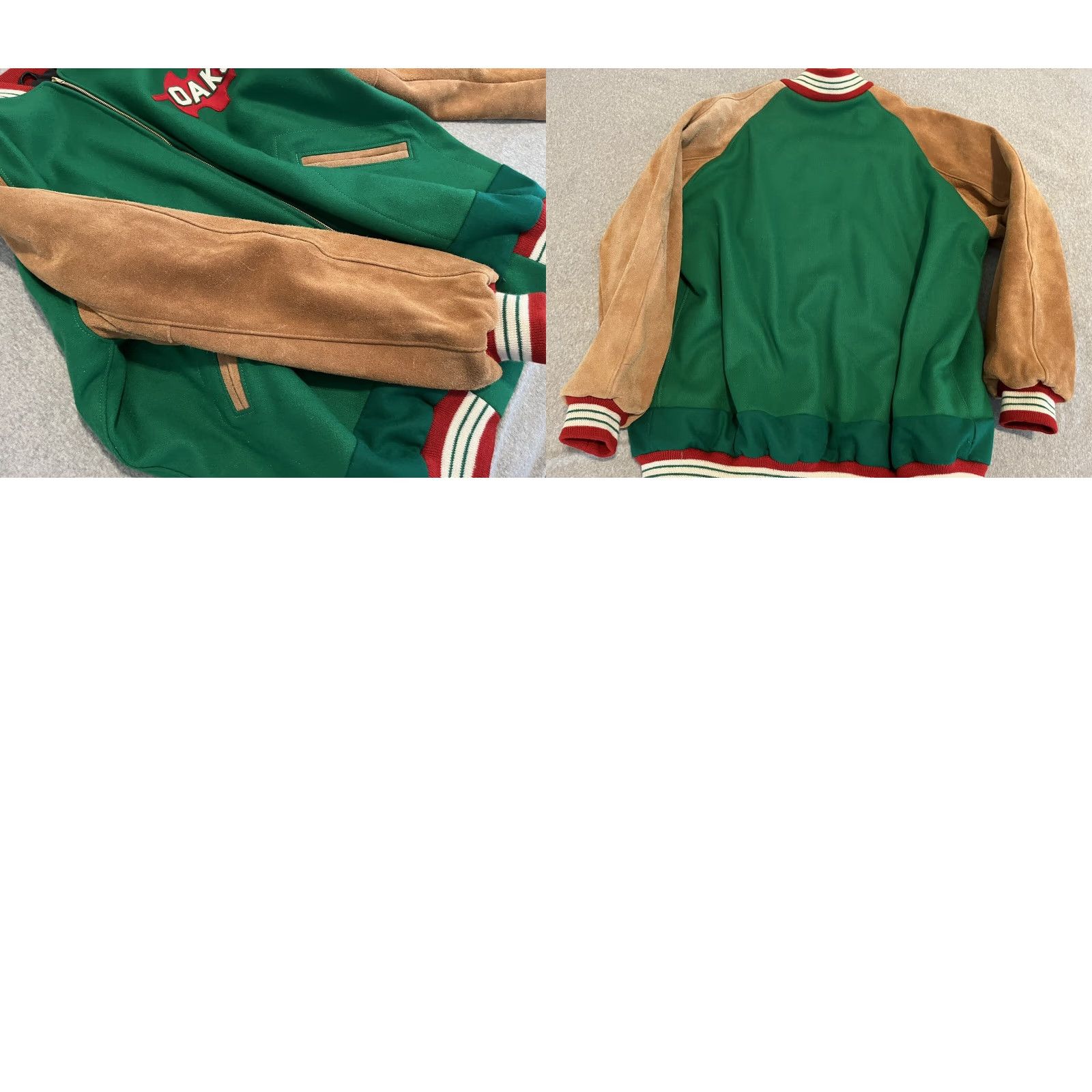 Ebbets Field Flannels VINTAGE Ebbets Field Flannels Oakland Oaks Baseball Jacket Wool Leather XXXL 3XL Bomber Jacket Men Green Size US XXL / EU 58 / 5 - 8 Thumbnail