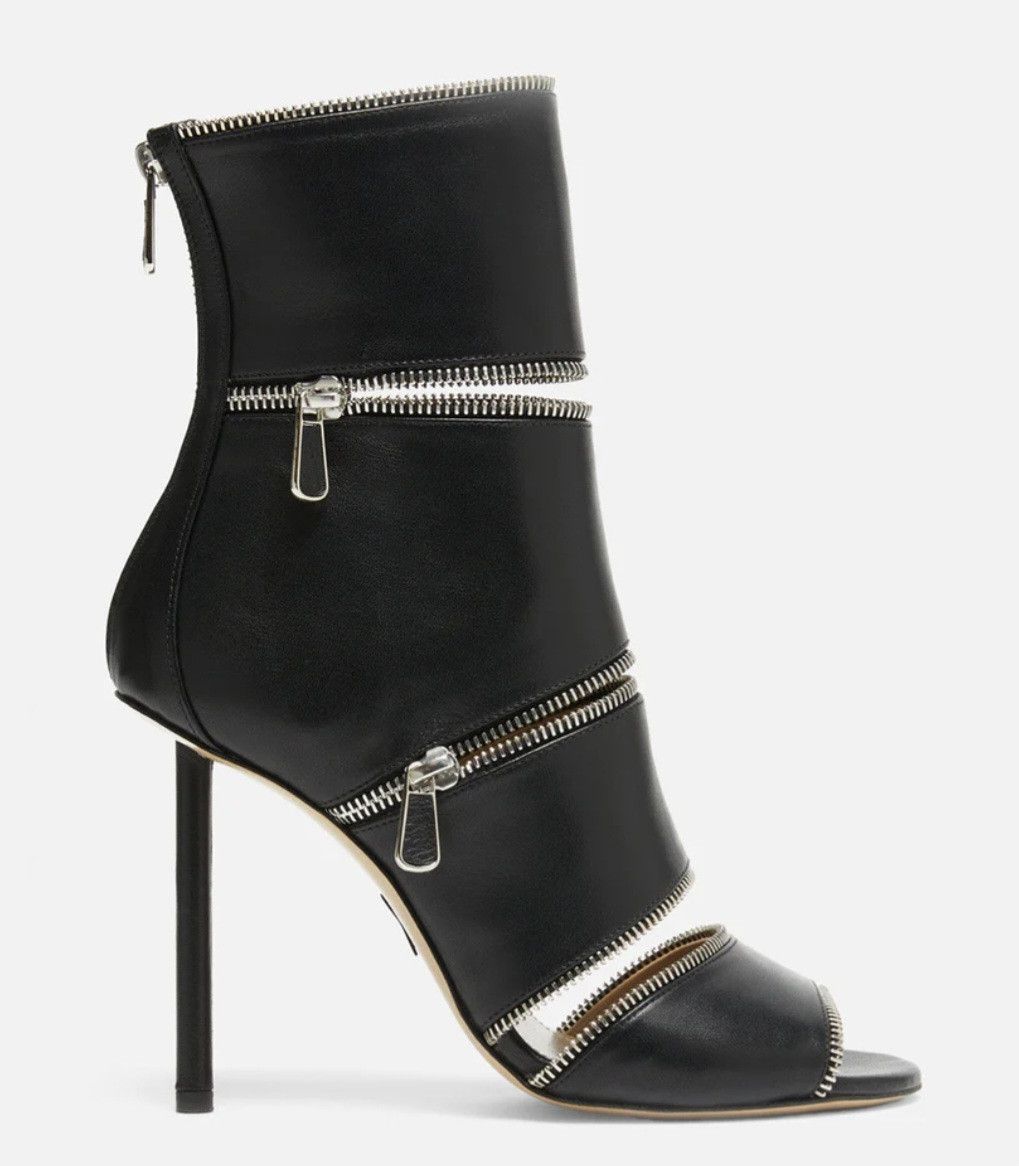 Paul Andrew “Zippy 100” Black Leather Zipper Ankle Boots