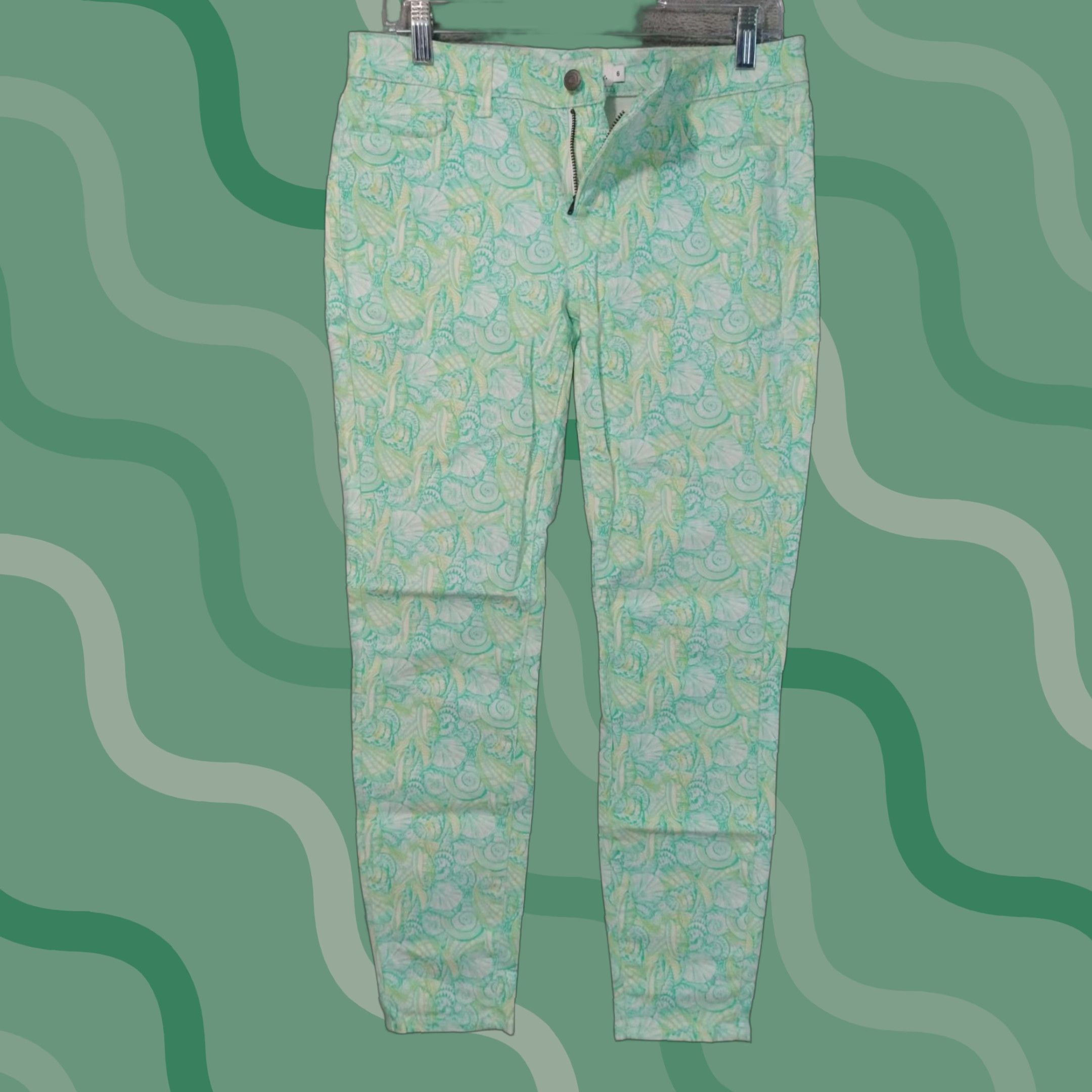 Vineyard Vines Vineyard Vines Jeans Womens 6 Green Nantucket Seashells Skinny Stretch Casual Denim 5-Pocket Design Womens Skinny 6 Green Cotton Spandex Size 28" / US 6 / IT 42 - 1 Thumbnail