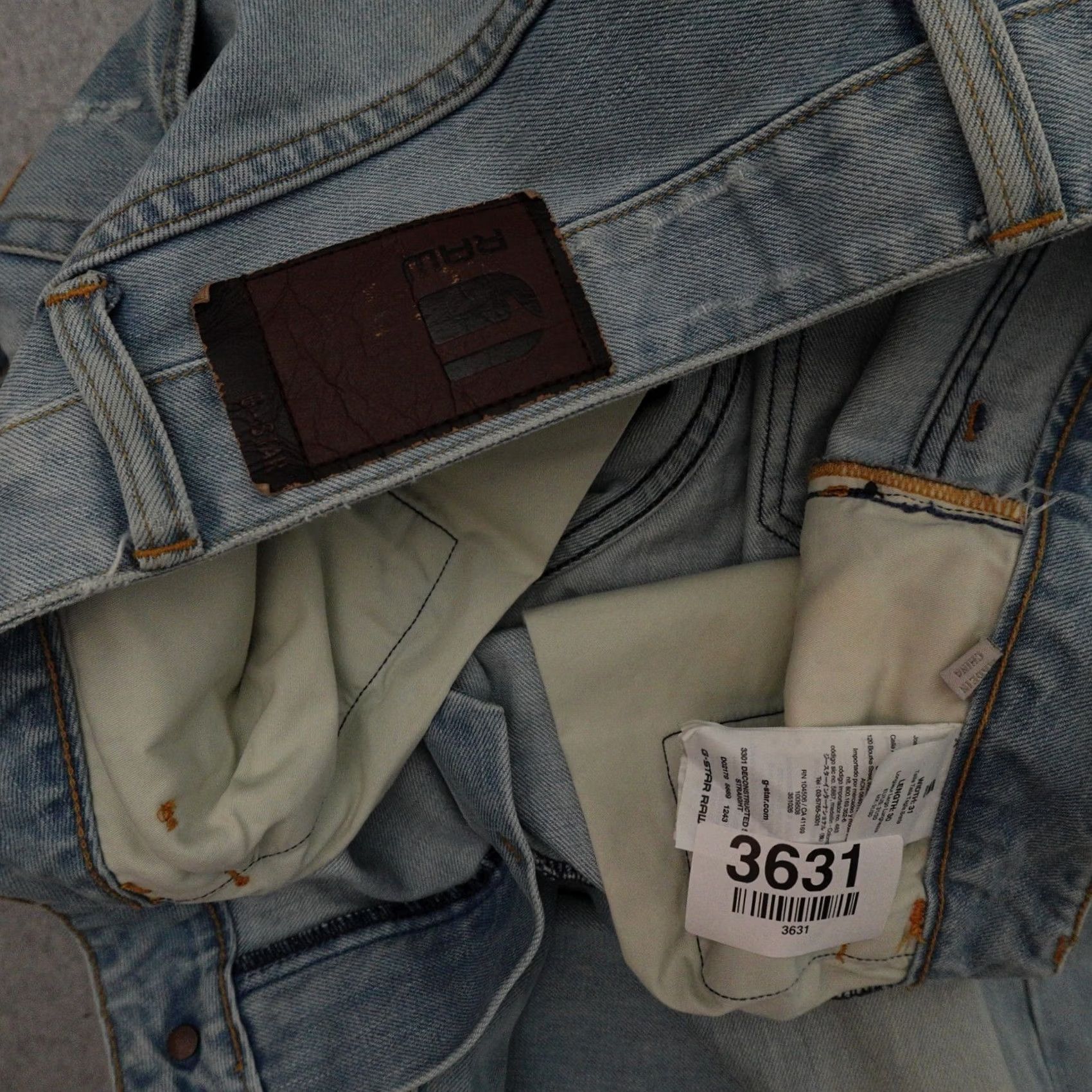 G-Star G-Star Jeans Slim 31 (31X29) Deconstructed 3301 Blue Denim Men Regular Fit 29in Inseam Jeans Size US 31 - 5 Thumbnail