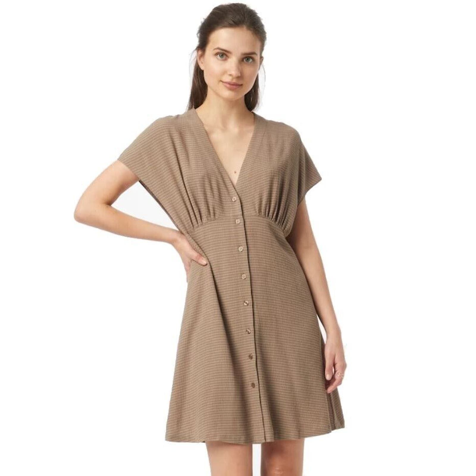 image of Samsoe Samsoe Women Brown Viscose Casual Dress Size M