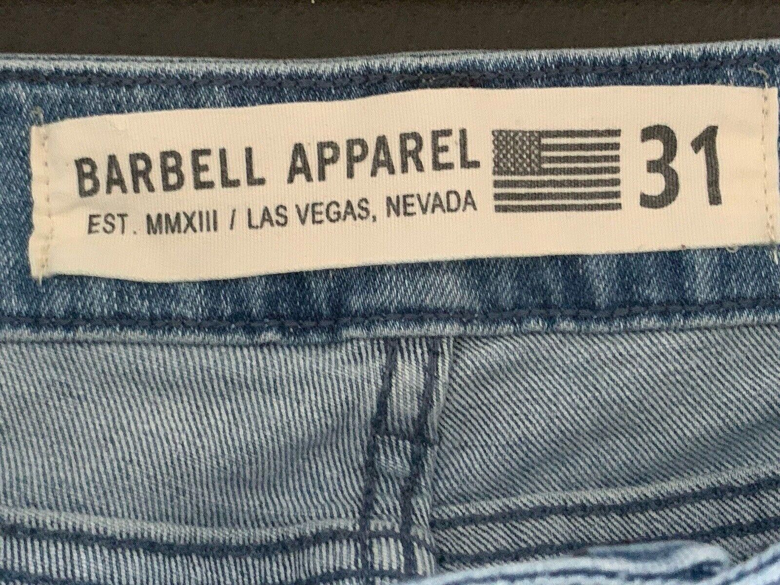 Designer Barbell Apparel Jeans Blue Denim Straight Stretch Distressed Size US 31 - 4 Thumbnail