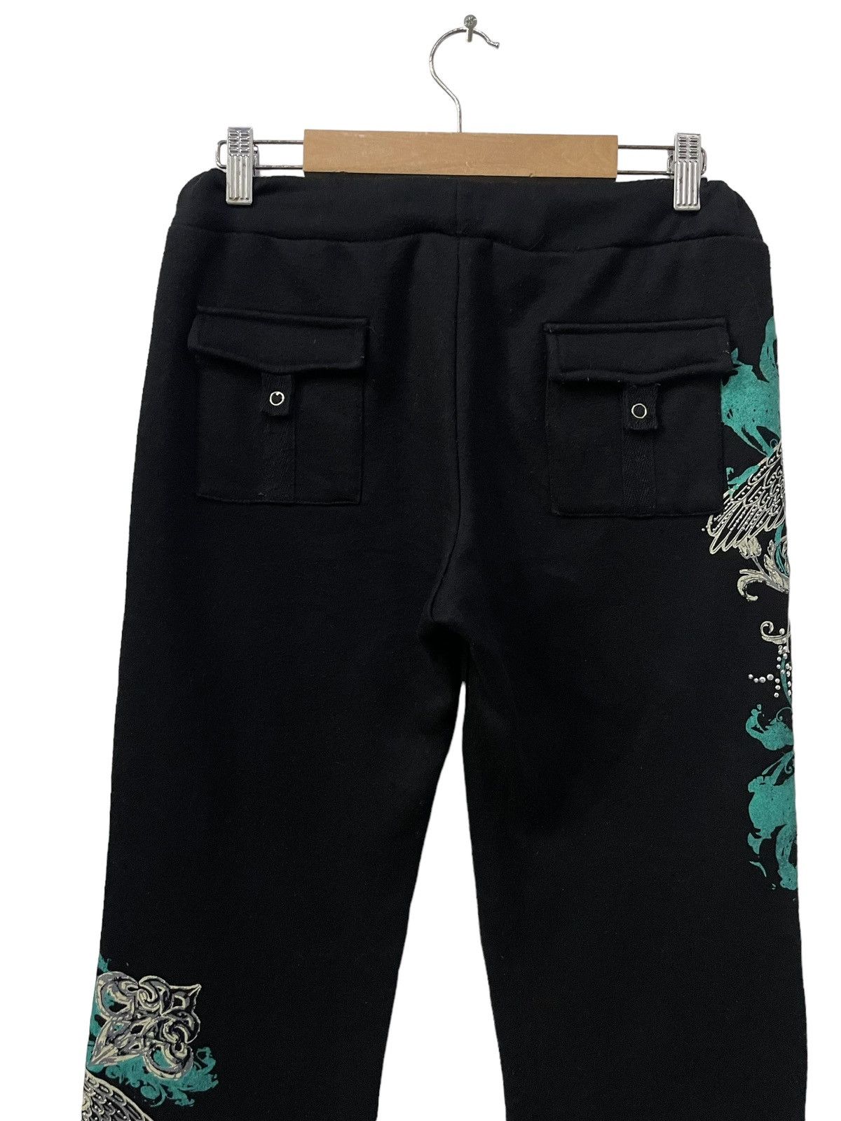 Affliction × Ed Hardy × Japanese Brand Vintage Ichioku Japan Goth Swarovski Flared Sweat Pants Size US 30 / EU 46 - 7 Thumbnail
