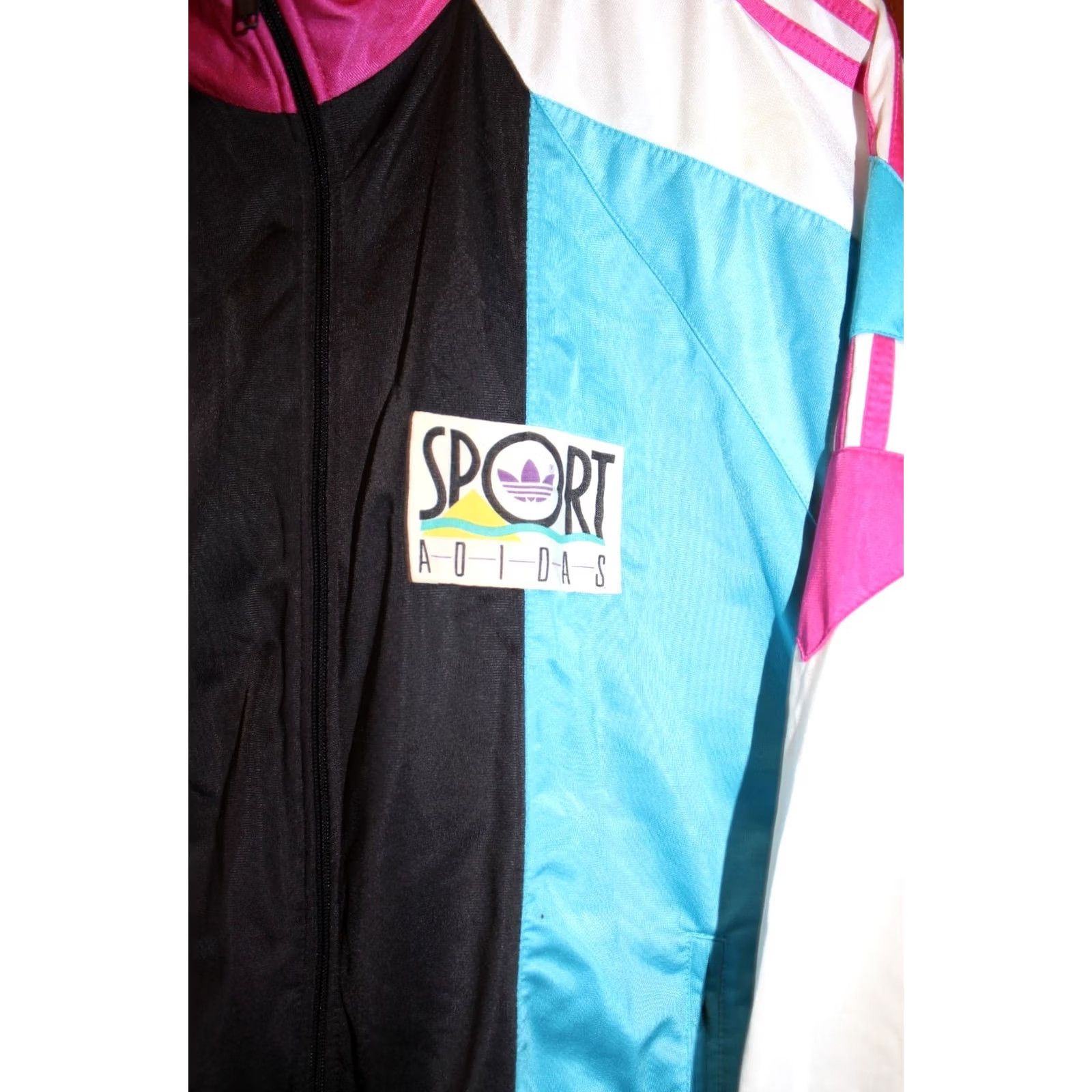 Adidas VINTAGE Adidas Sport 1990s White/Green/Violet Track Jacket - 38-40 Unisex Adults Regular Size Long Sleeve Zip Jacket Mens Women’s Boys Girls Size US XXS / EU 40 - 2 Thumbnail