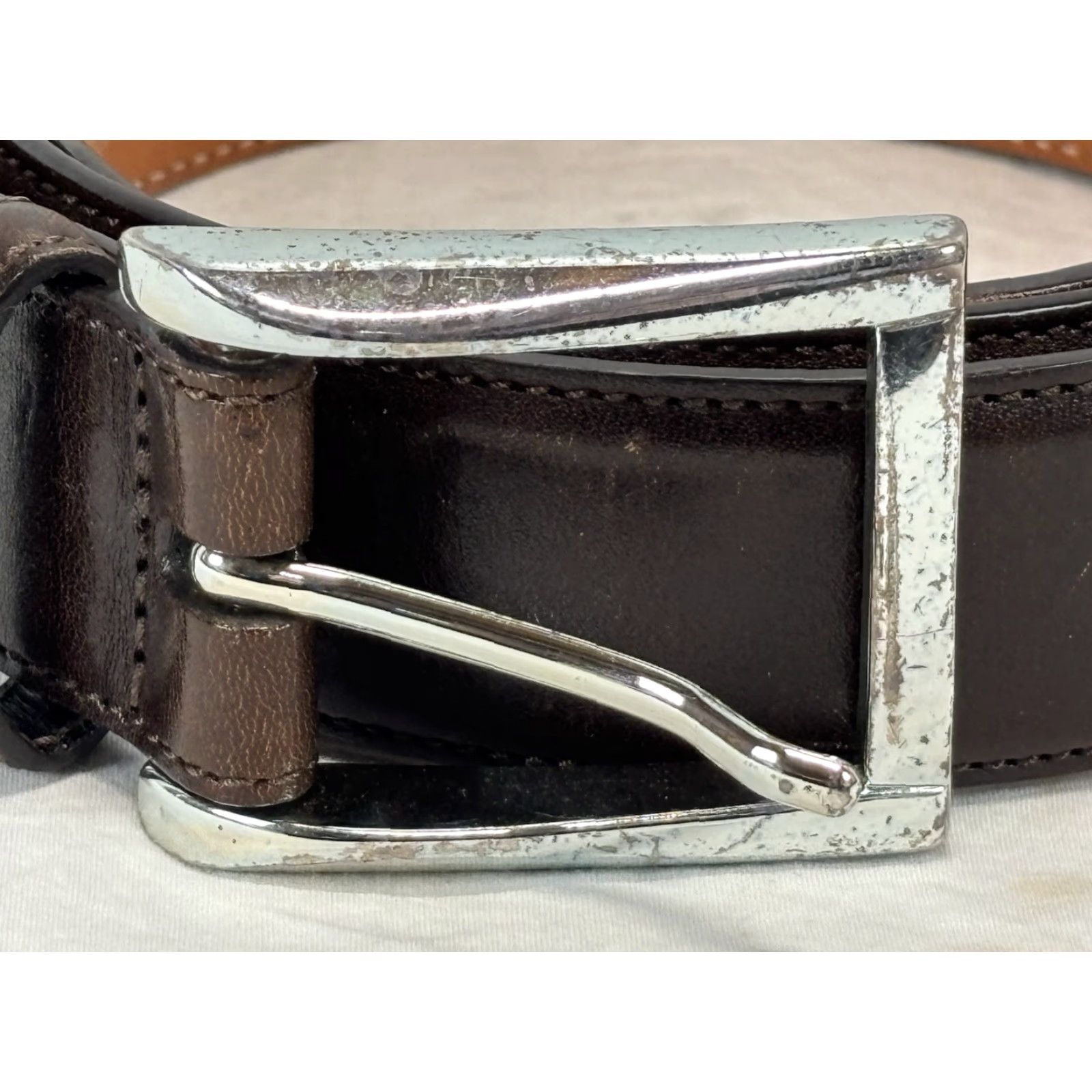 Vintage Trafalgar Belt Men's Dark Brown Leather 42 Made USA Cortina Hand Polished Cortina Belt Brown Leather 42 Mens USA Belt Size 42 - 2 Thumbnail