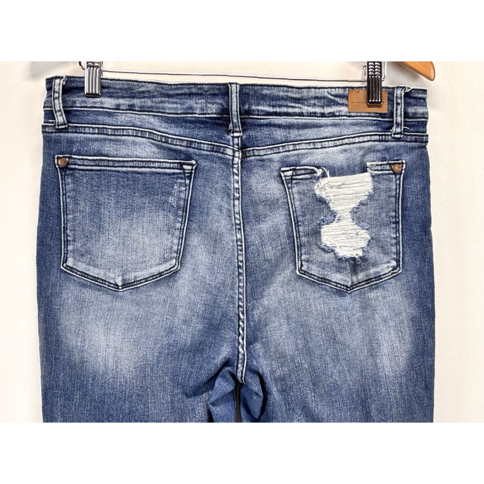 Vintage Judy Blue Relaxed Fit Womens Jeans Size 15 32 Blue Stretch Distressed Raw Hem Womens Size 24" / US 00 / IT 34 - 4 Thumbnail
