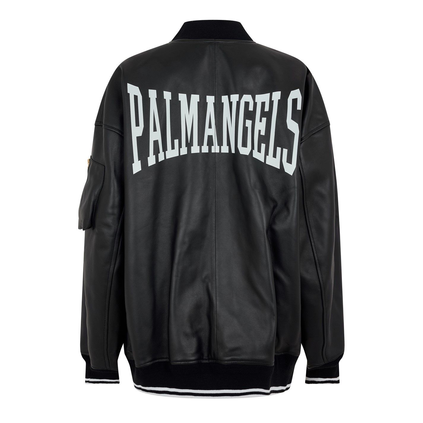 Palm Angels o1g2r1mq0325 College Leather Bomber Jacket in Black & White Size S / US 4 / IT 40 - 2 Thumbnail