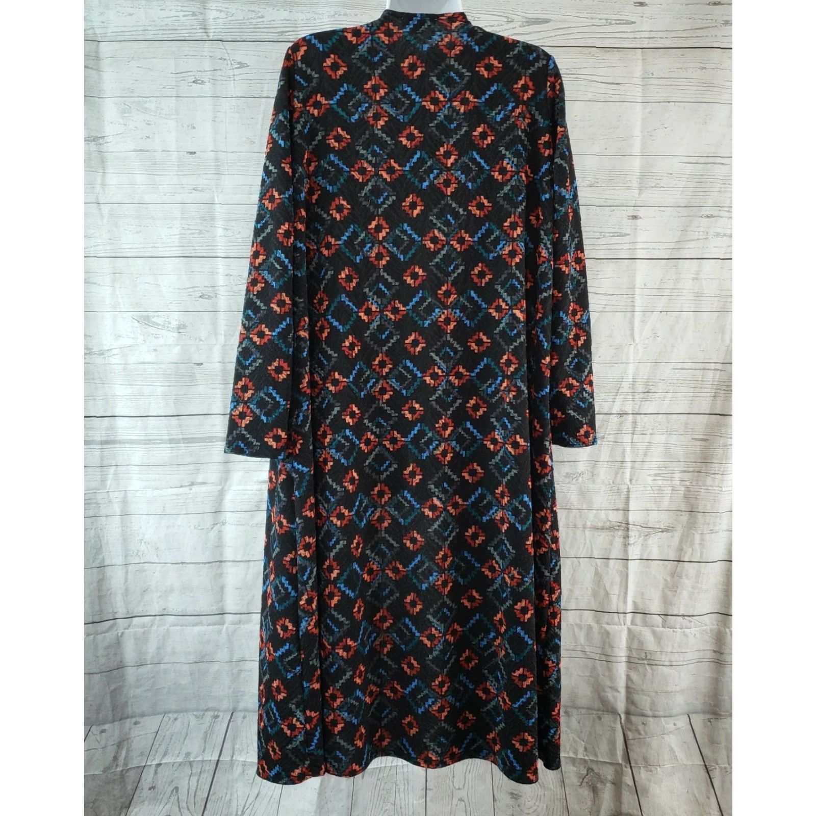 Vintage VINTAGE LuLaRoe Womens Sarah Duster Cardigan Sz Small Black Blue Geometric Long Sleeve Size S / US 4 / IT 40 - 4 Thumbnail