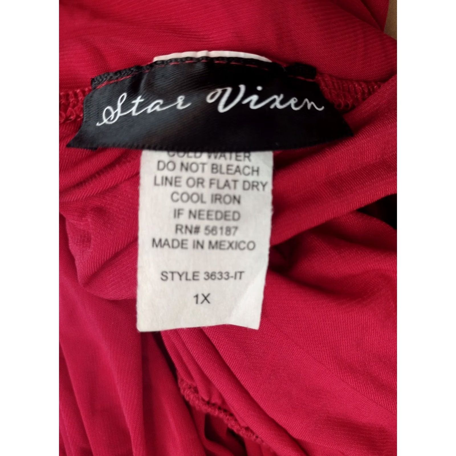 Vintage Star Vixen Blouson Dress Women Peasant Midi Boat Neck Red 1X Size XL / US 12-14 / IT 48-50 - 6 Thumbnail