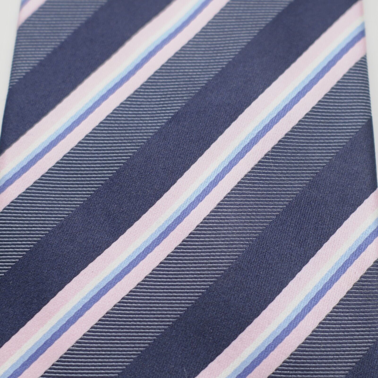Bergamo New York Bergamo New York Blue Pink Striped Polyester Woven Tie Size ONE SIZE - 2 Thumbnail